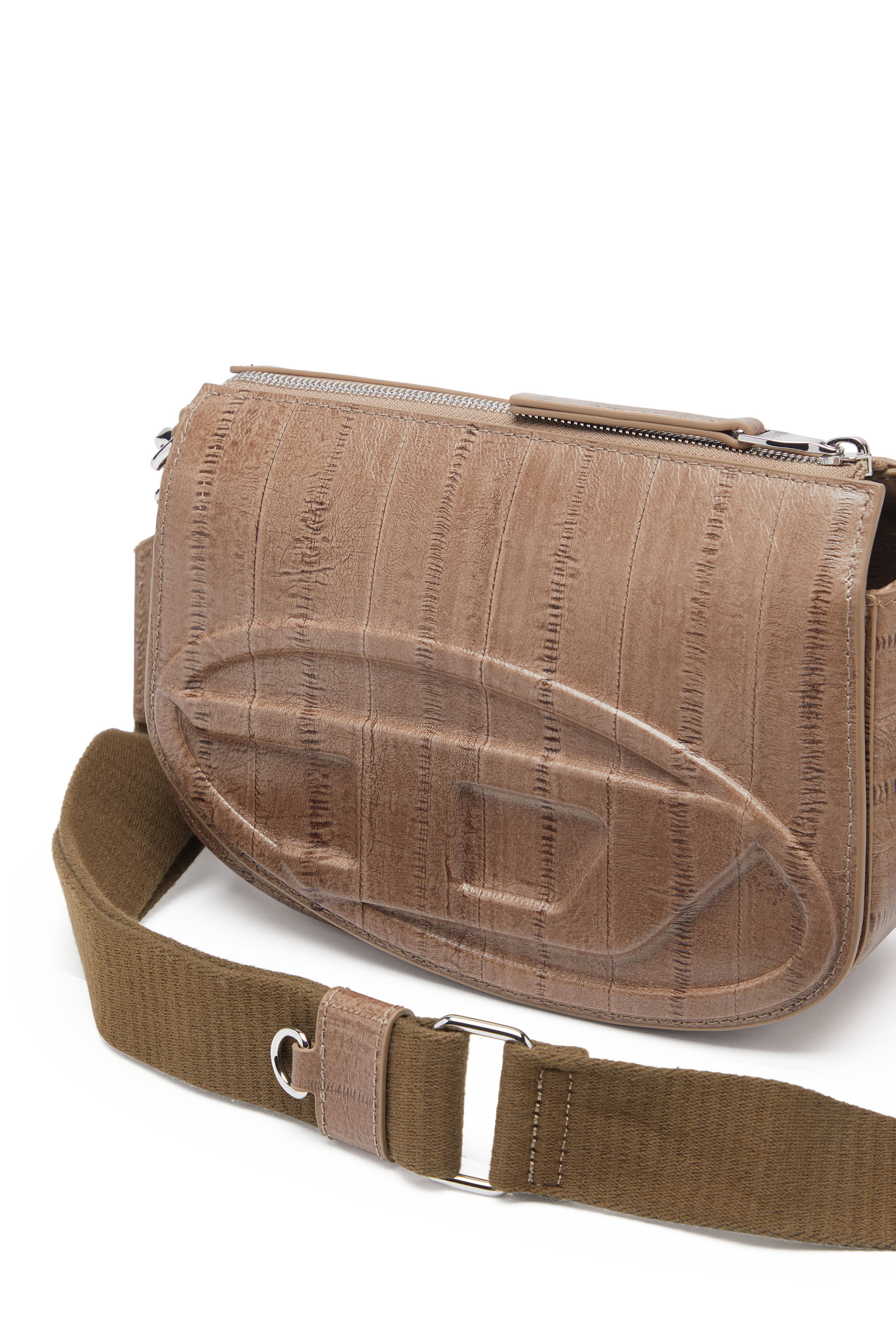 Diesel - 1DR CAMERA BAG, 1DR-Bolso tipo cámara de cuero con efecto anguila Unisex in Marrón - 5