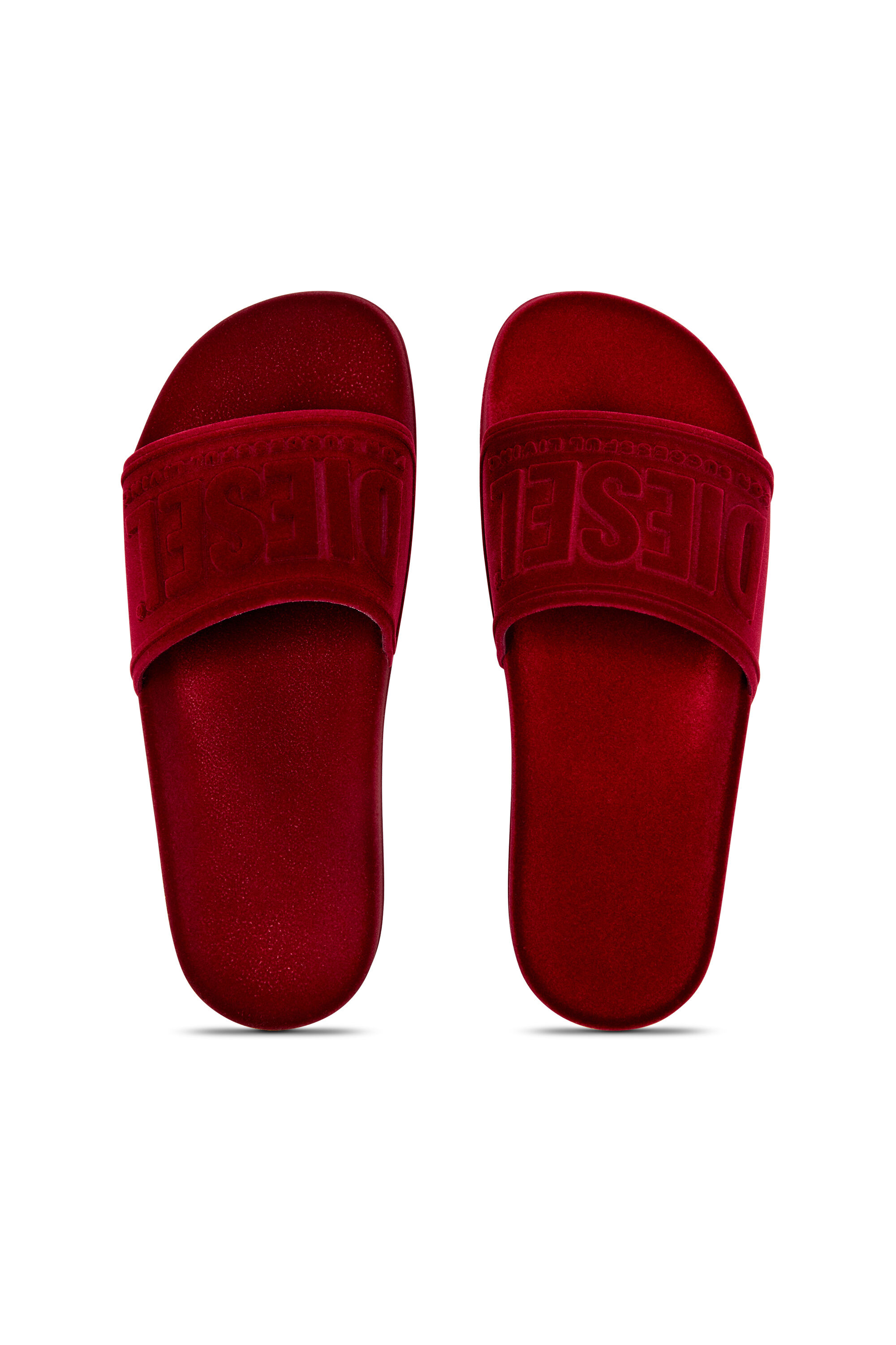 Diesel - SA-MAYEMI CC W, Sa-Mayemi-Sandalias de piscina con flocado aterciopelado Mujer in Rojo - 4