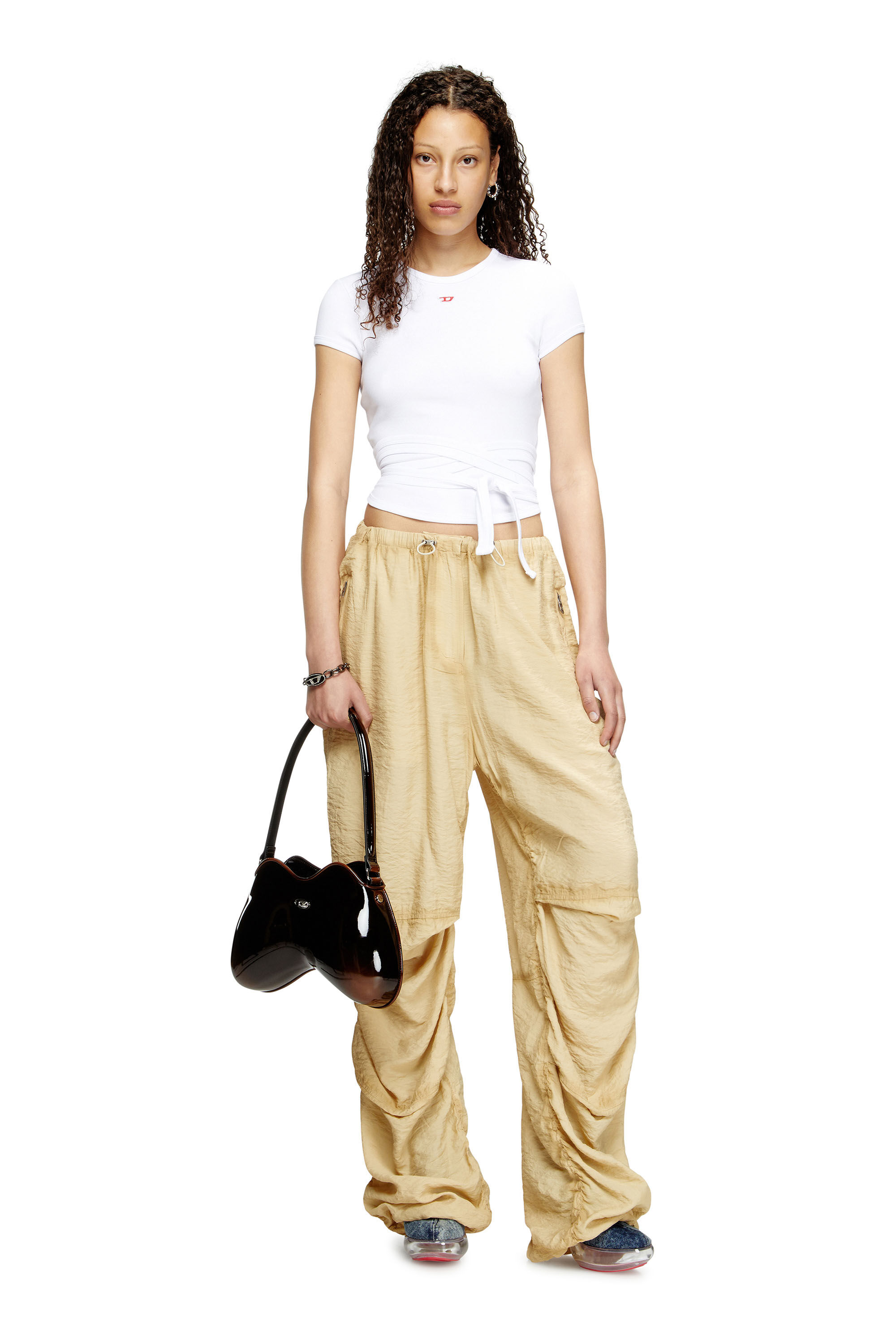 Diesel - T-BUNNY-TAIL, Camiseta con lazos cruzados Mujer in Blanco - 1