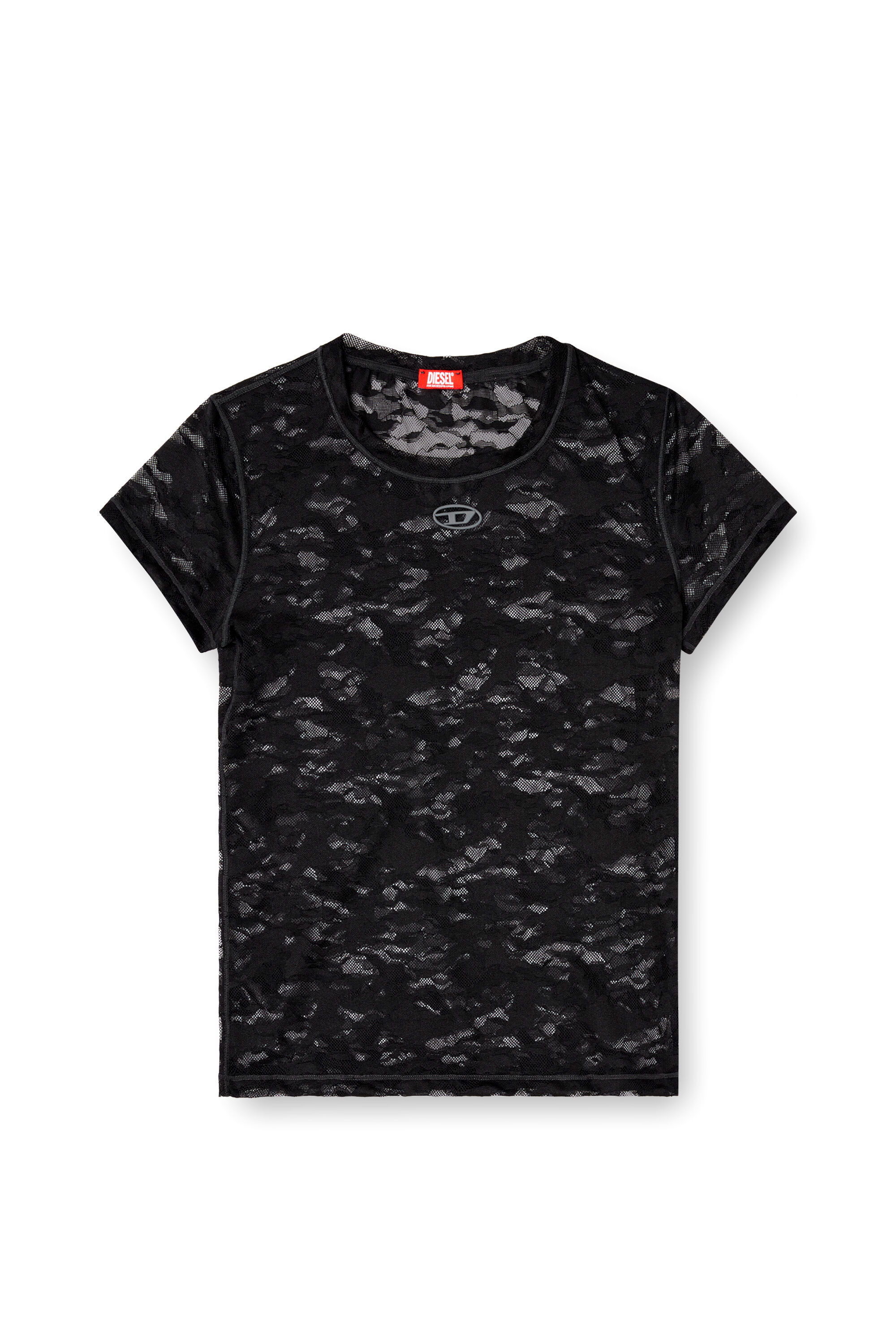 Diesel - KASIA-UTLT, Camiseta de encaje camuflado Mujer in Negro - 4
