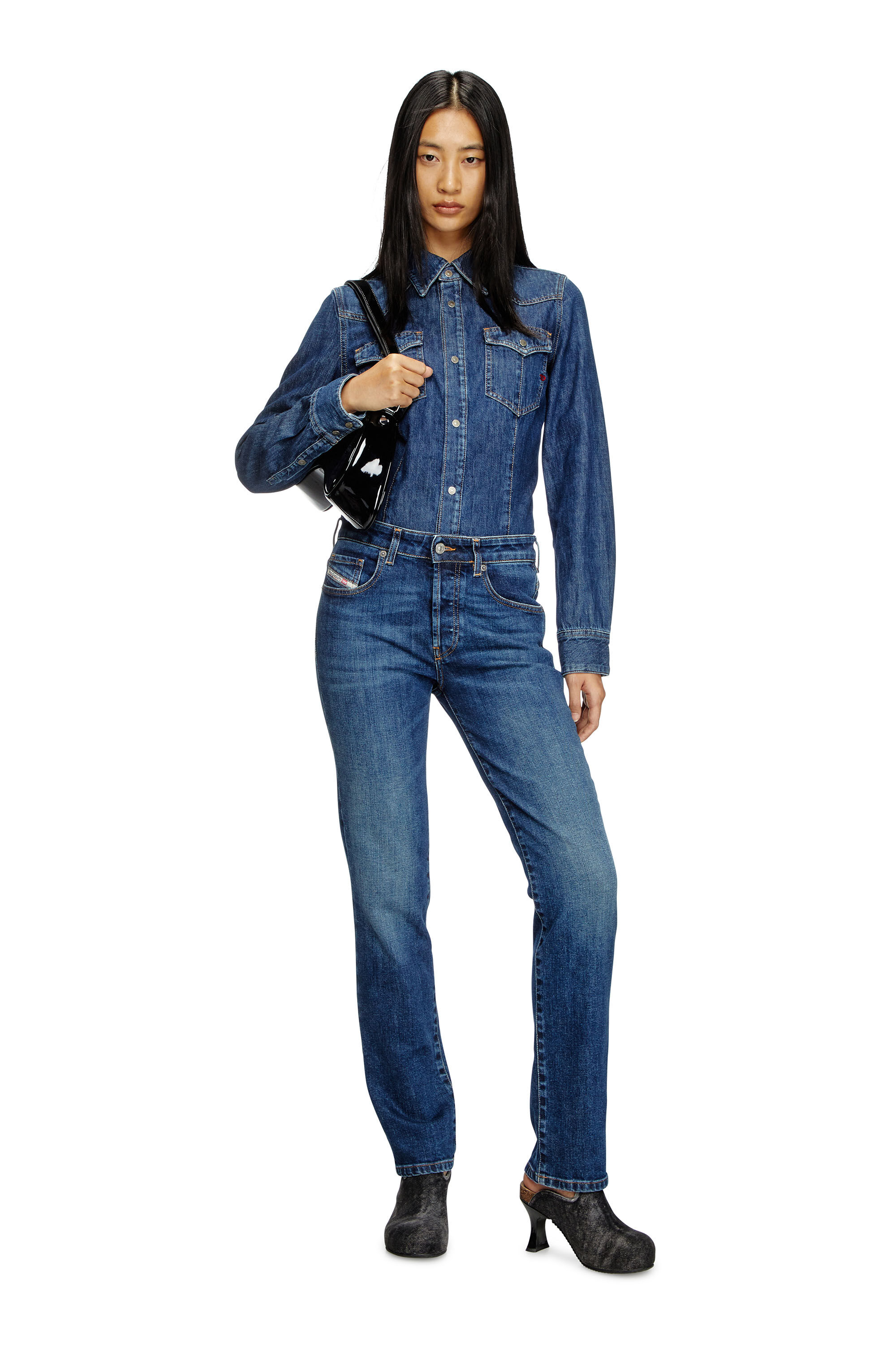 Diesel - DE-WAVES, Camisa western en denim Mujer in Azul marino - 1