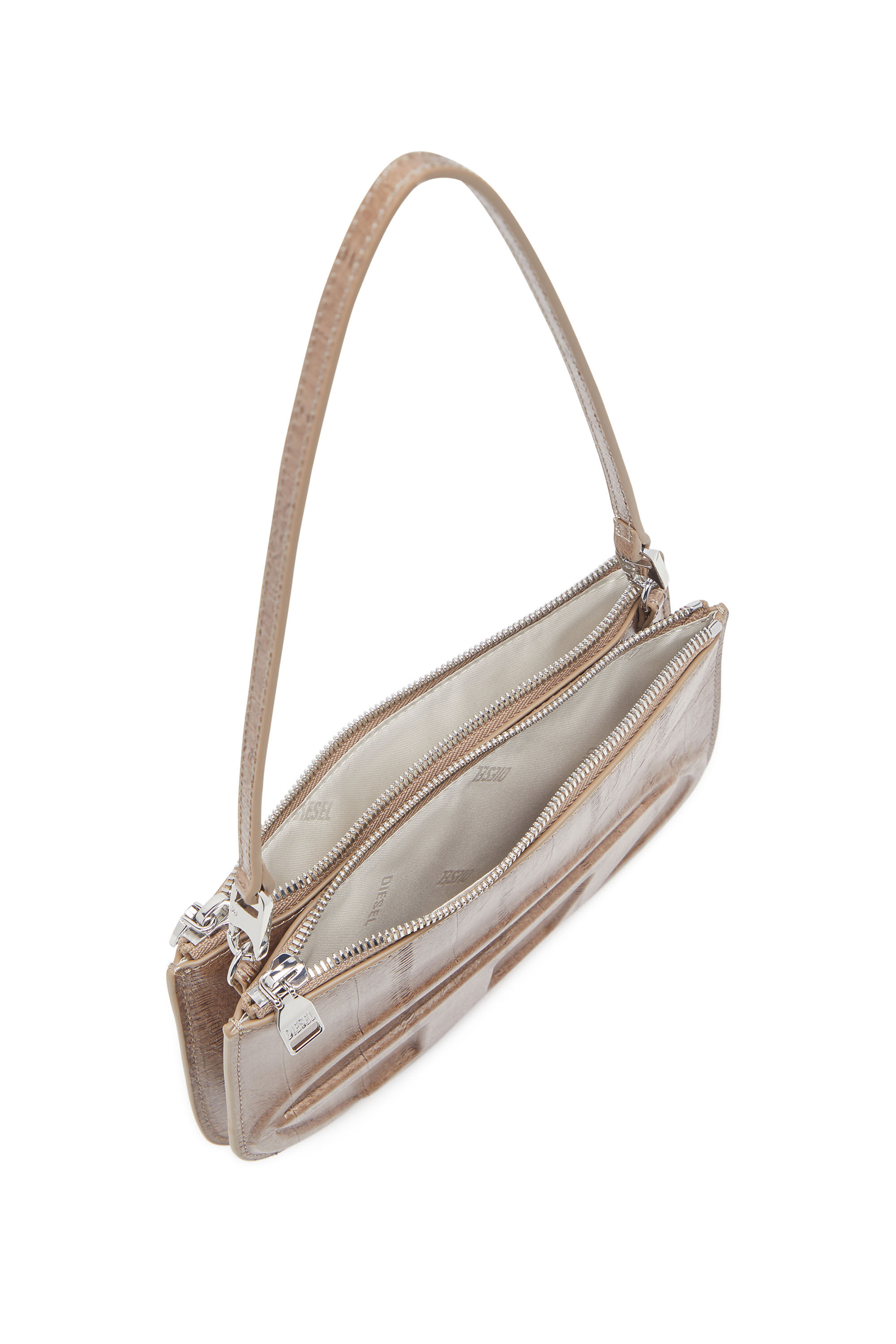 Diesel - 1DR TWIN, 1DR Twin-Bolso de hombro con doble bolsillo en cuero estampado Mujer in Marrón - 2