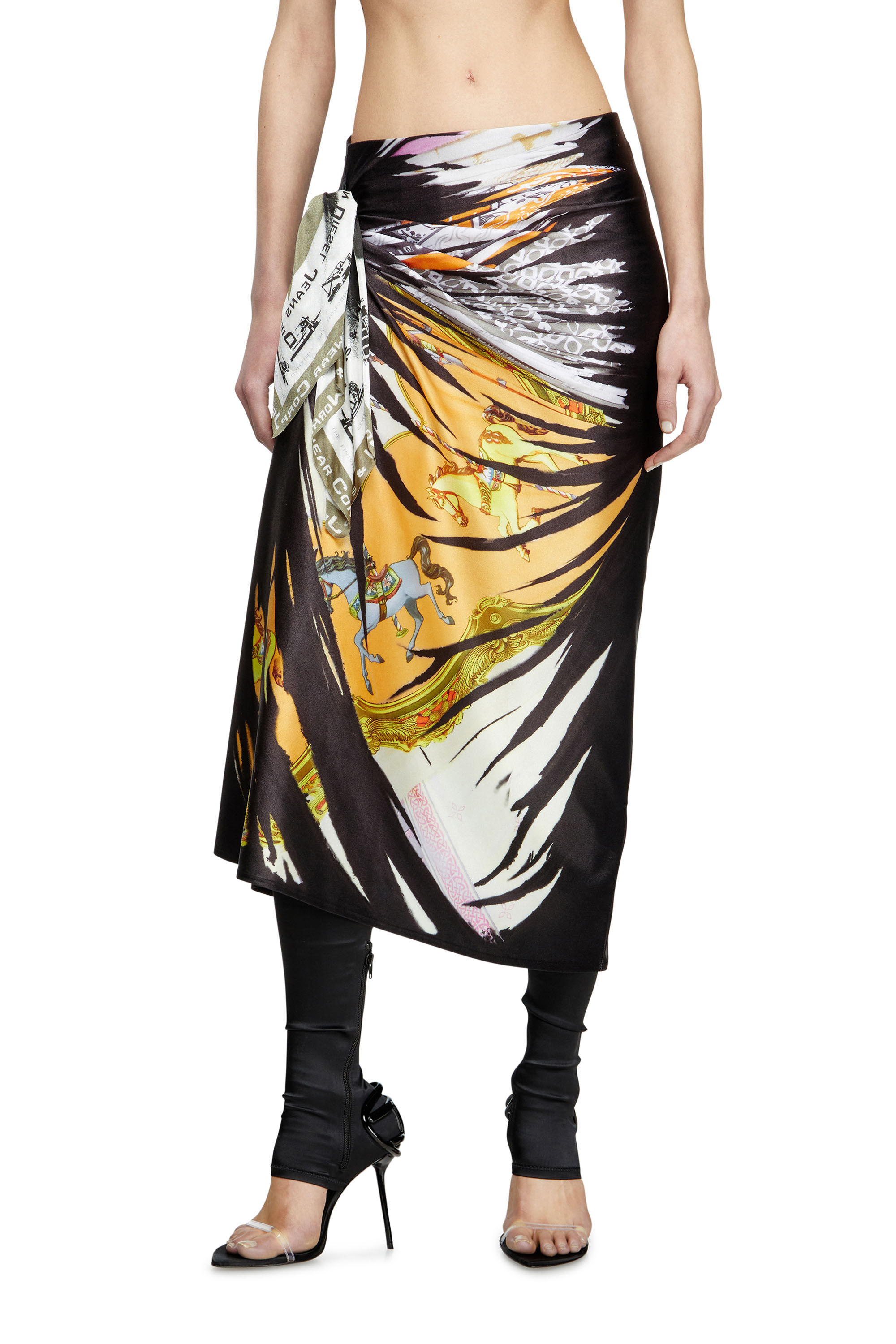 Diesel - O-PARY, Falda drapeada con estampado de bandana Mujer in Multicolor - 3