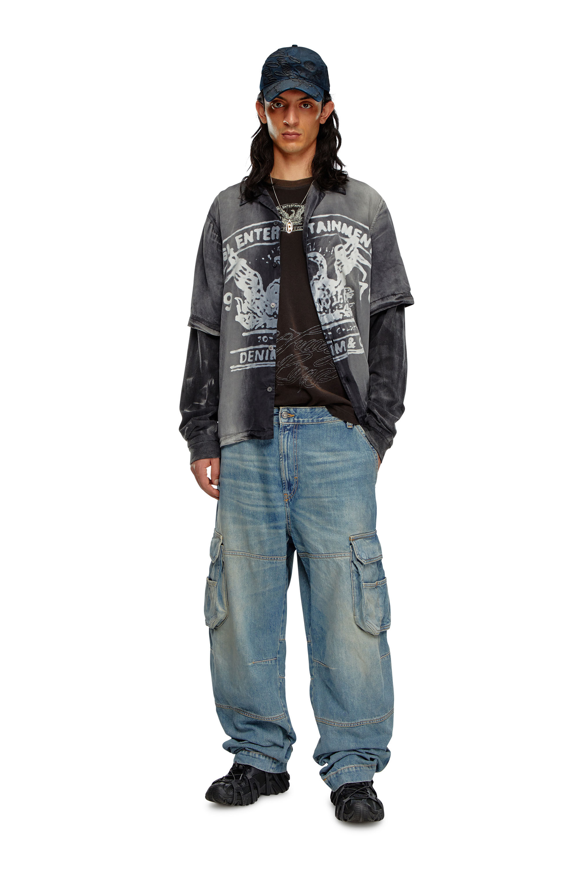 Diesel - Relaxed Jeans D-Fish 09J83 Hombre, Azul Claro - 1