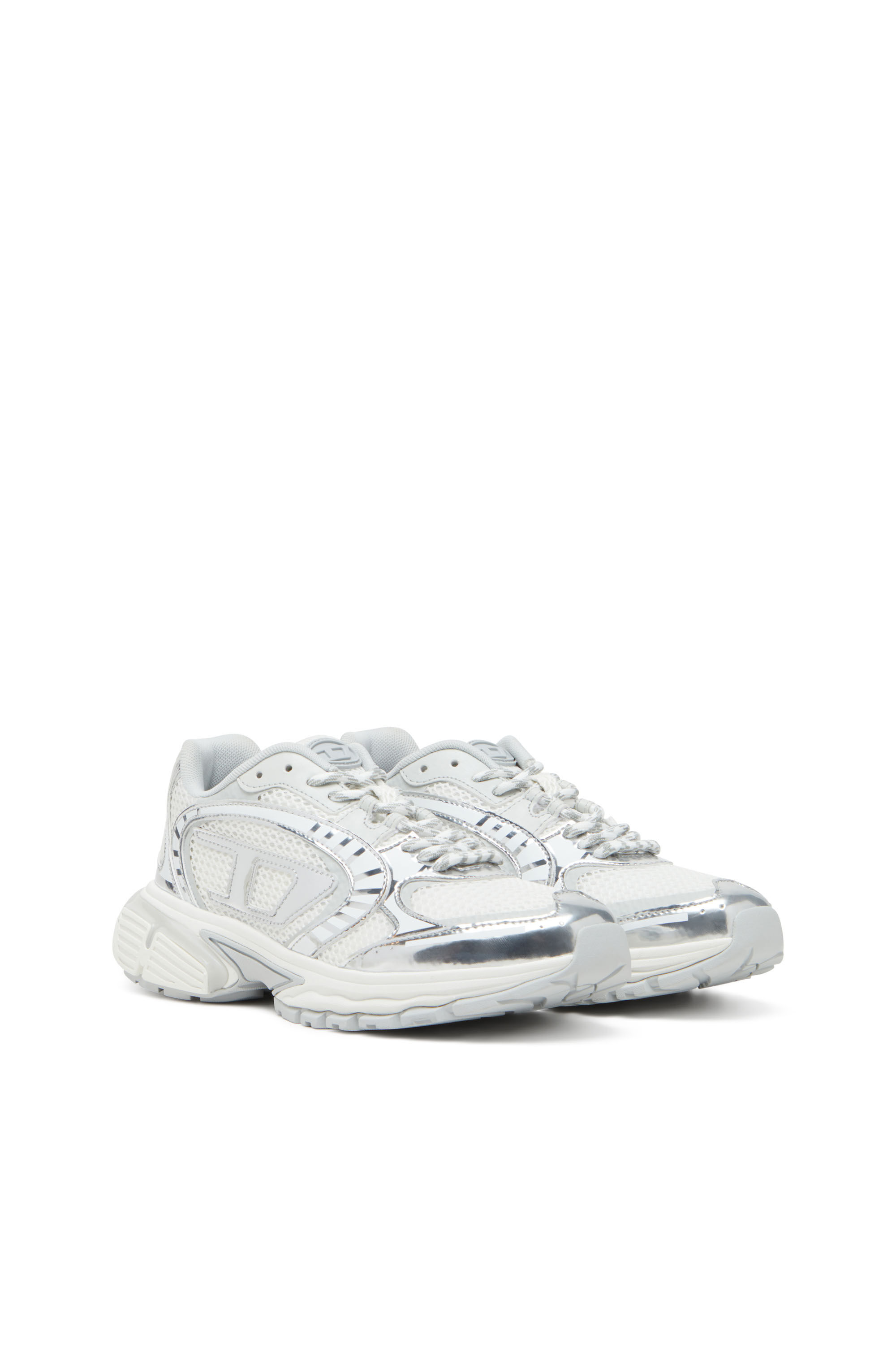 Diesel - S-PRO-V-DENSE LOW W, S-Pro-V-Dense-Deportivas de malla metálica con logotipo Oval D Mujer in Blanco - 2