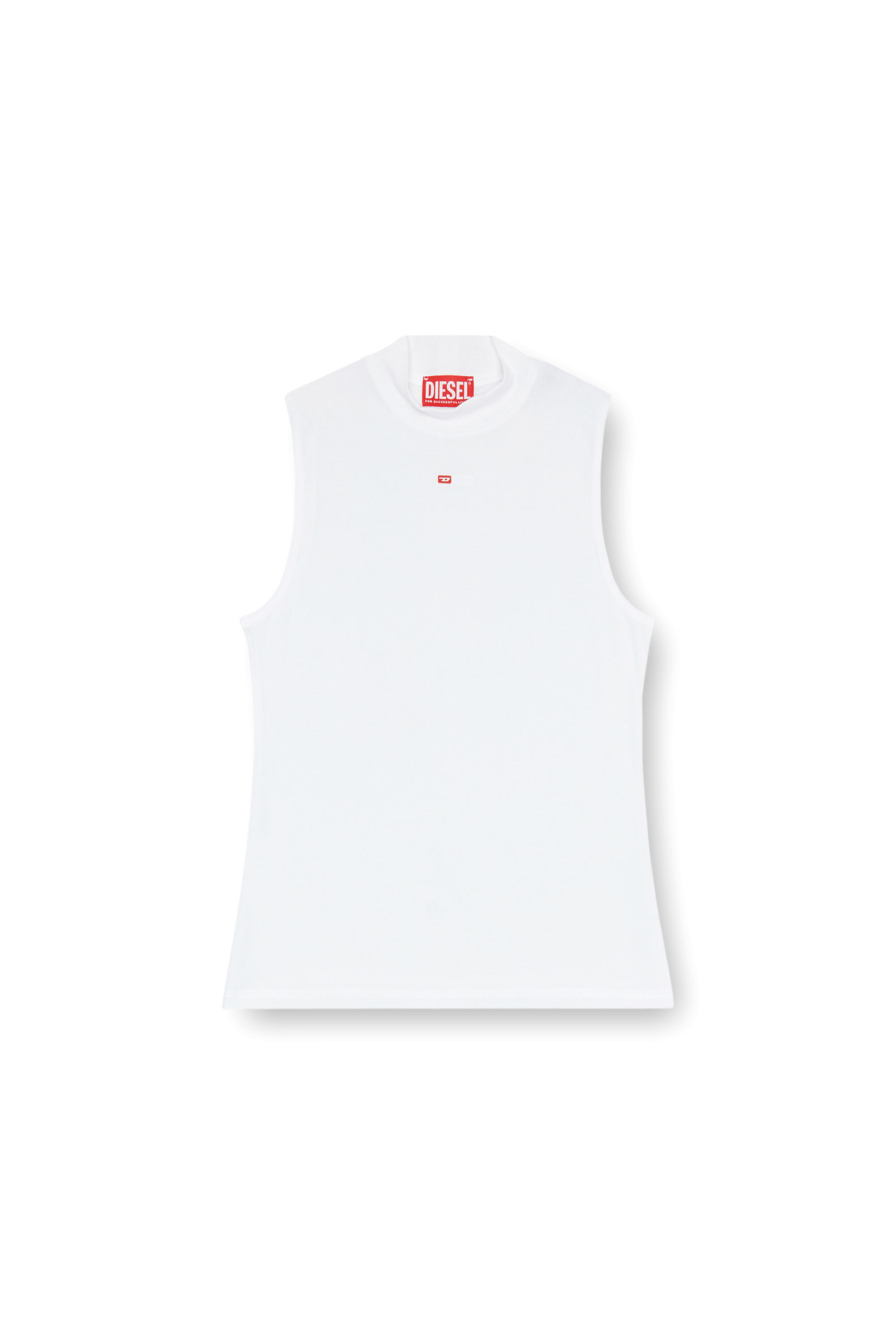 Diesel - T-MOKKY-SL-MICRODIV, Camiseta con tirantes de canalé con medio cuello alto Mujer in Blanco - 2