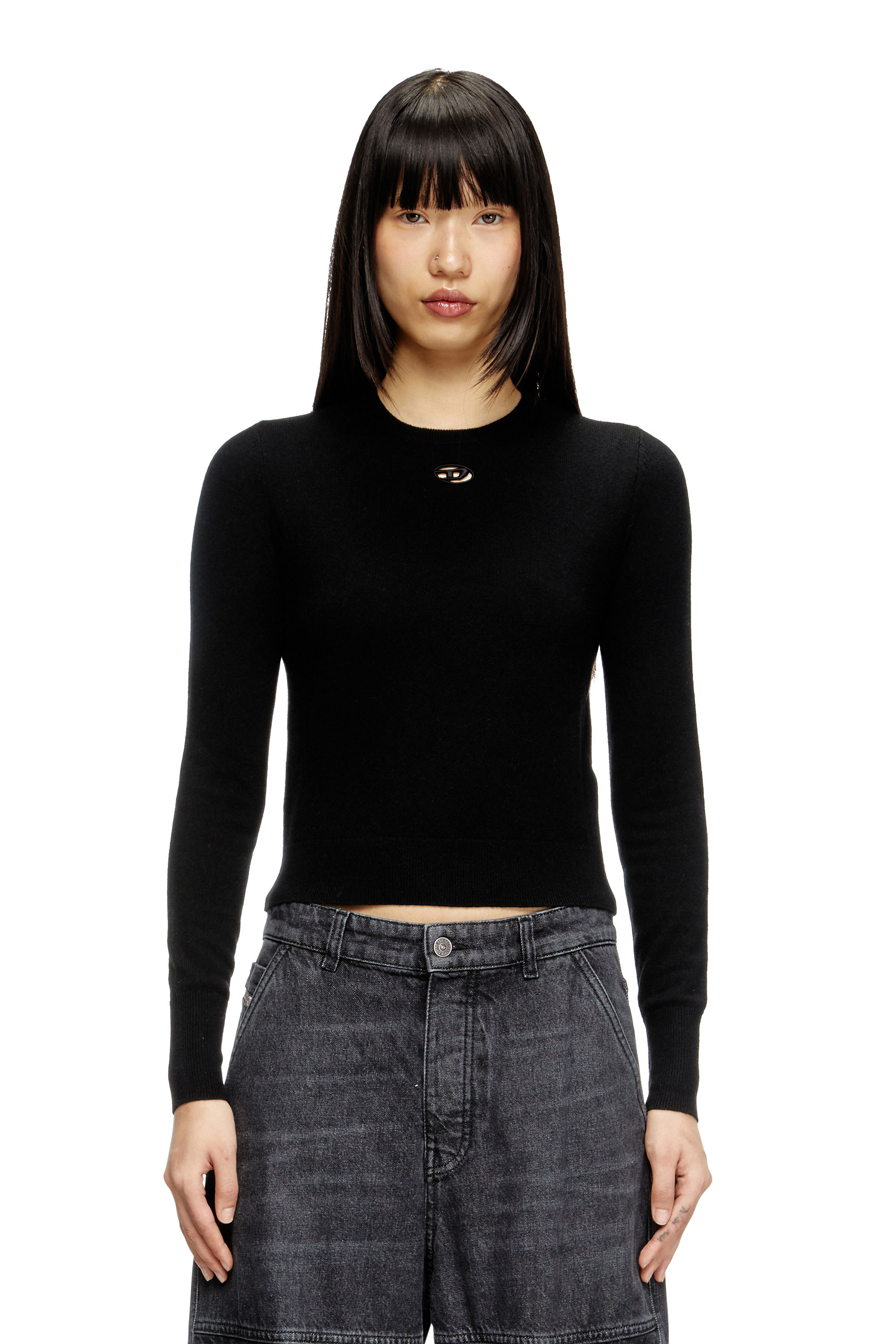 Diesel - M-AREESAX, Camiseta de lana y cachemira Mujer in Negro - 1