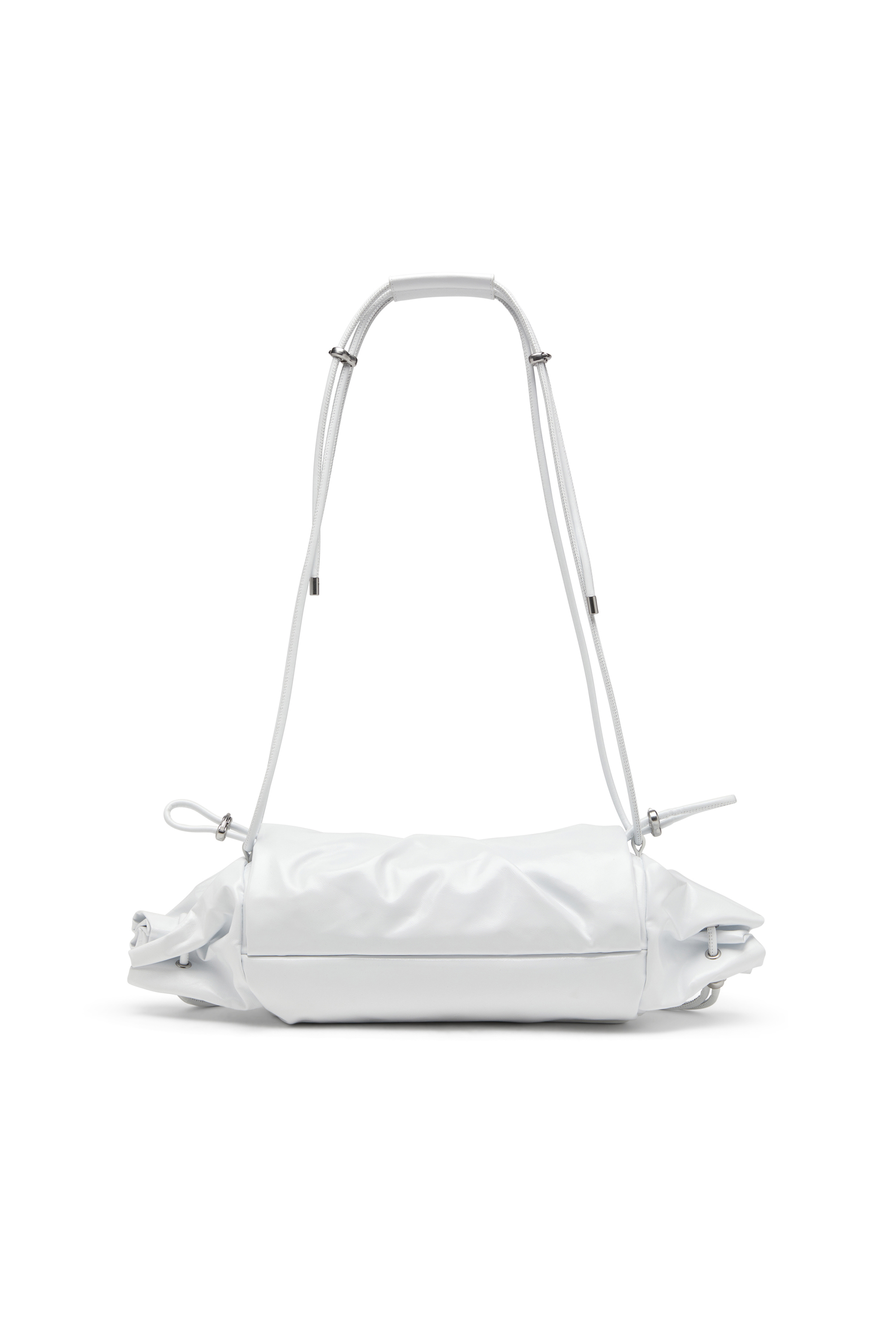Diesel - SCRUNCH-D SHOULDER M, Woman's Scrunch-D M-Shoulder bag in shiny leather in White - 4