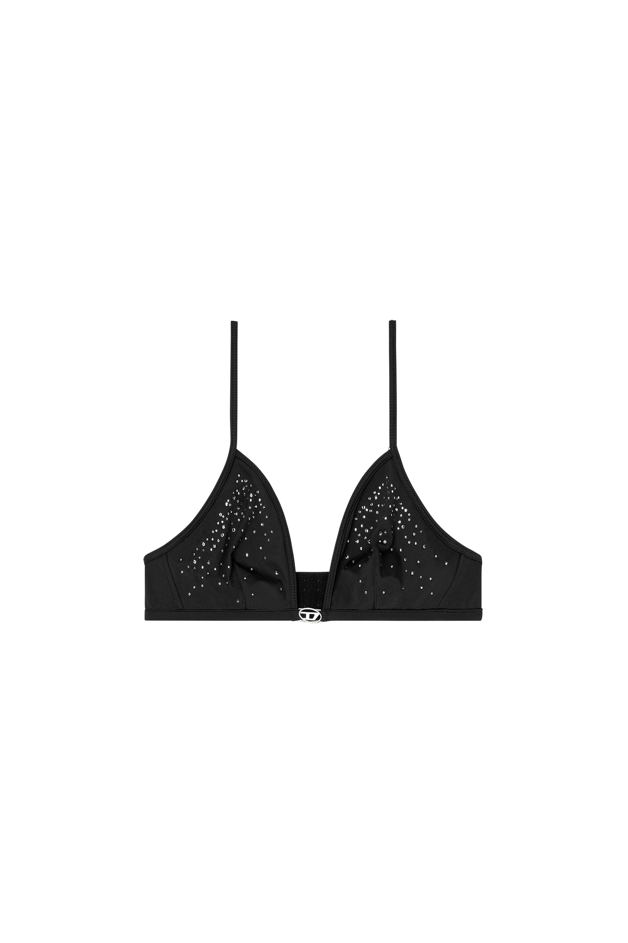 Diesel - LUNA-DNM, Woman's Microfibre triangle bra with crystals in Black - 3