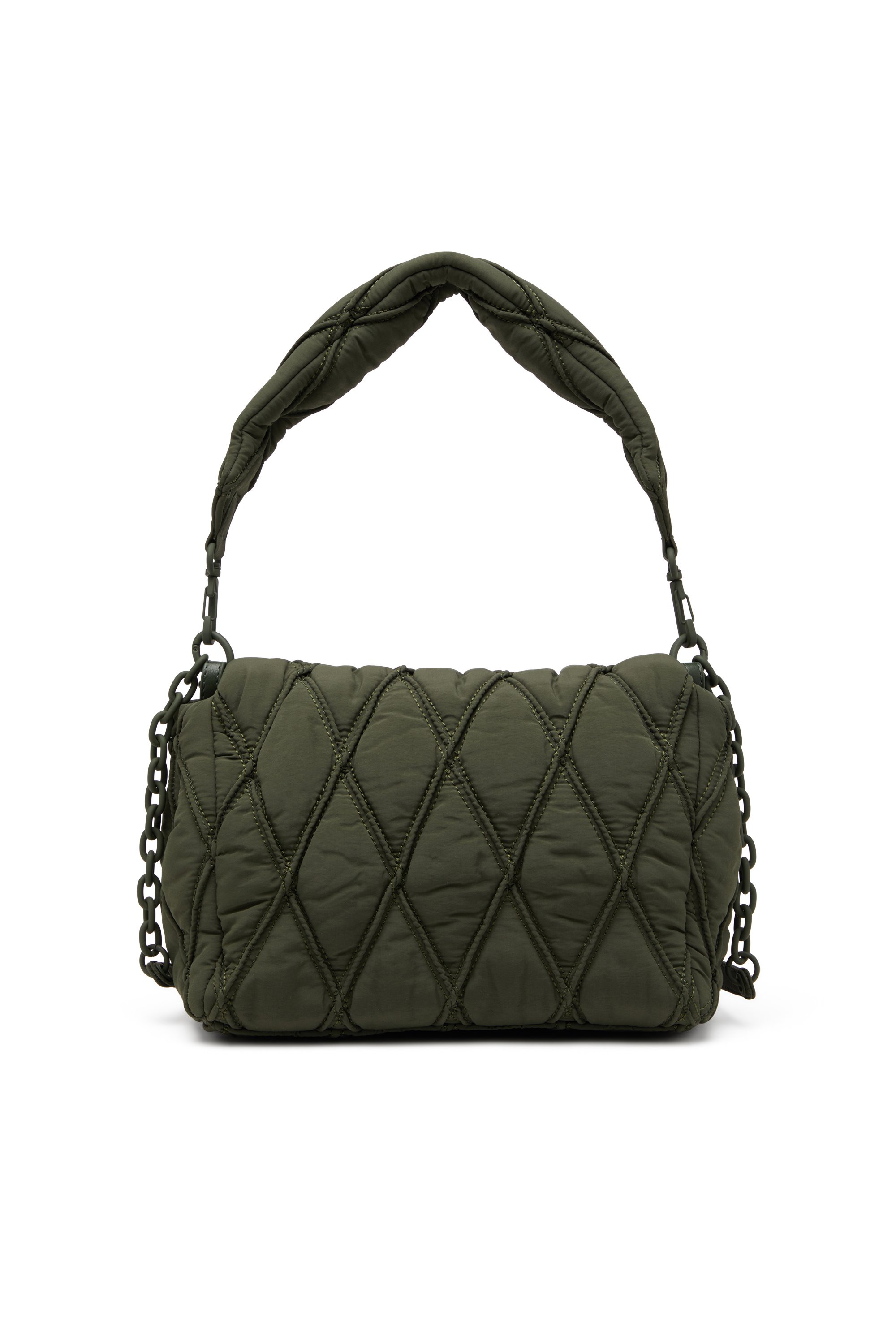 Diesel - CHARM-D SHOULDER M, Charm-D M-Bolso de hombro de nailon acolchado Mujer in Verde - 3