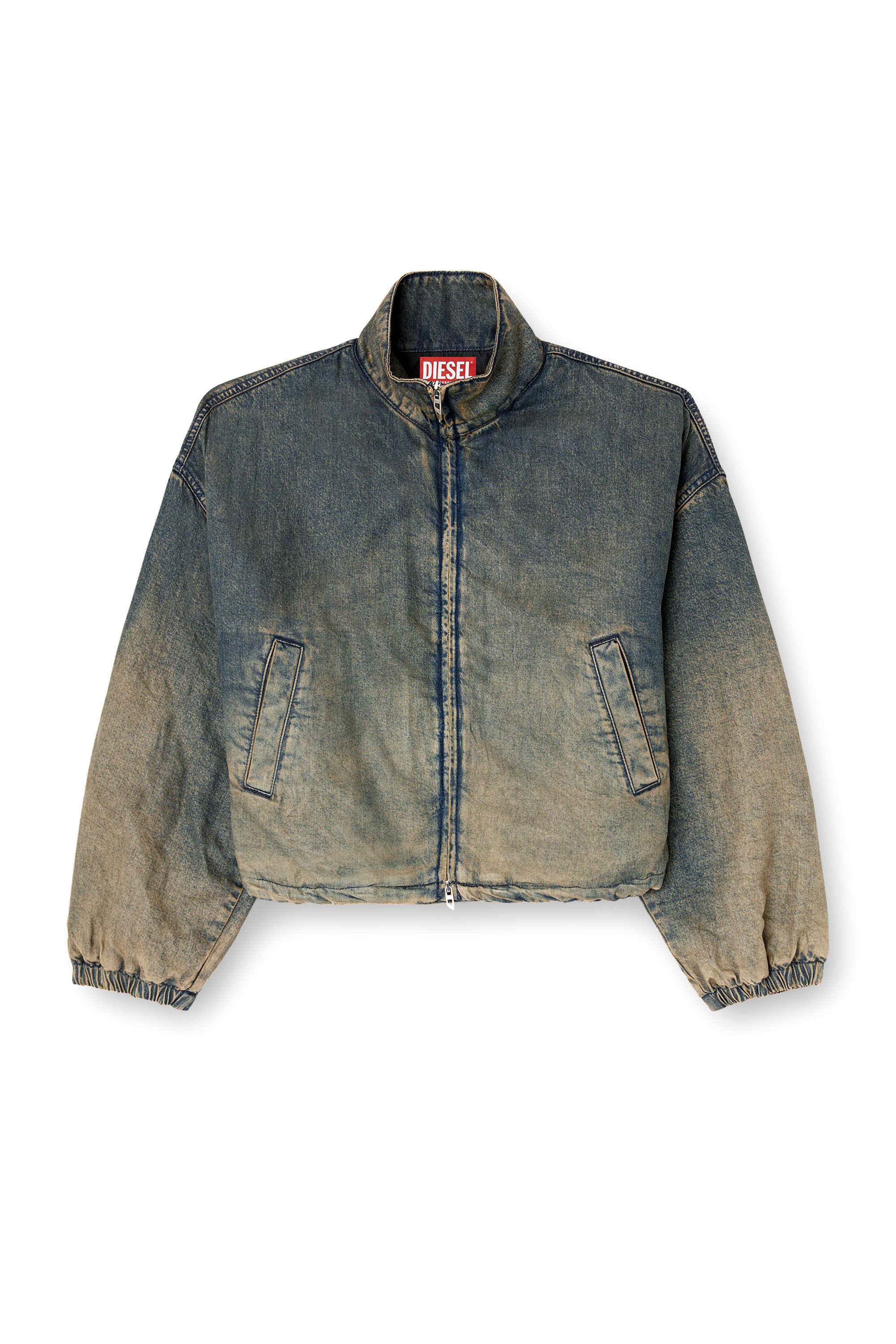 Diesel - DE-FLOWER-S, Woman's Zipped jacket in fluid shaded denim in Medium blue - 3