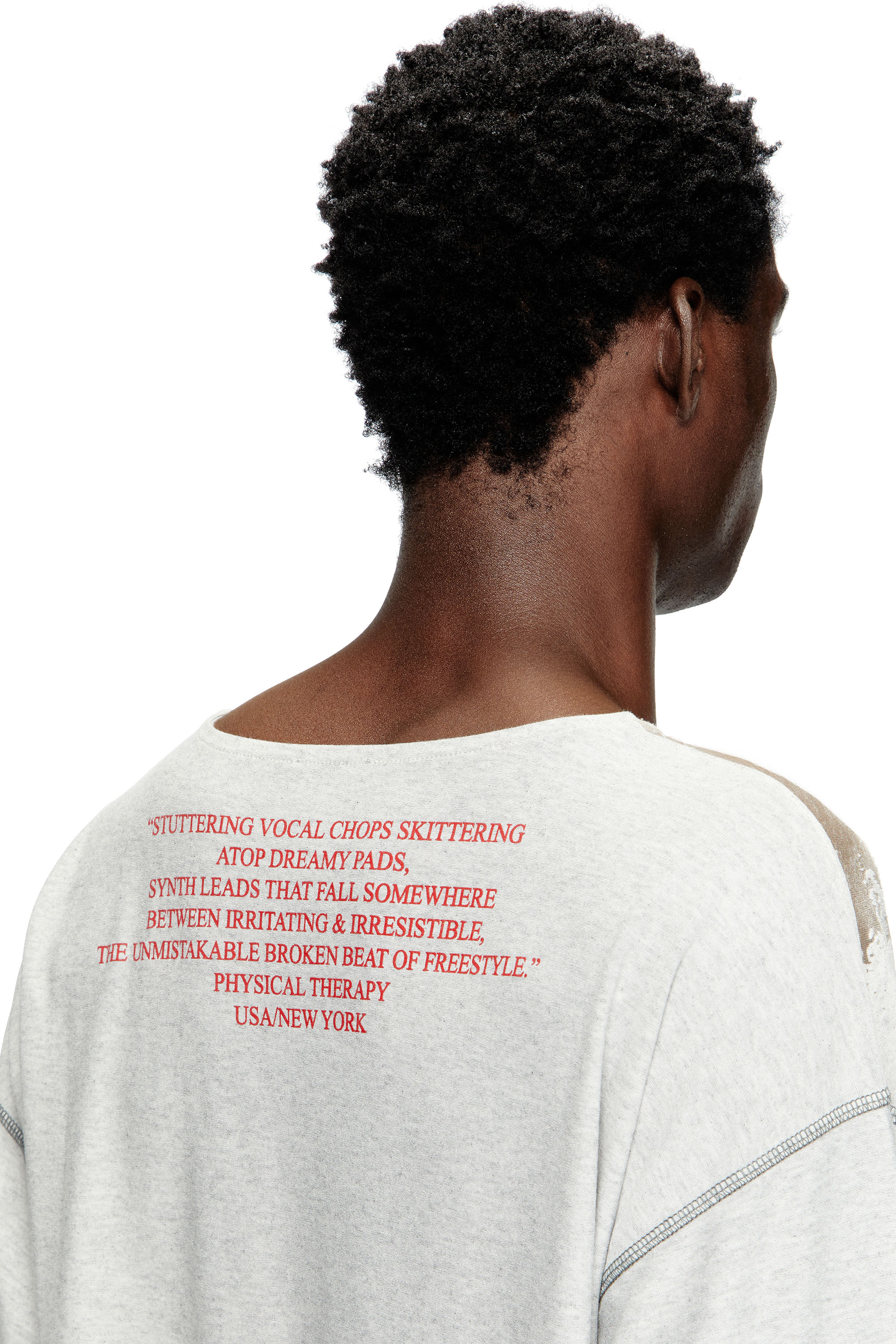 Diesel - T-JERRY-B, Camiseta de manga larga con estampado de letras de canciones Unisex in Gris - 4