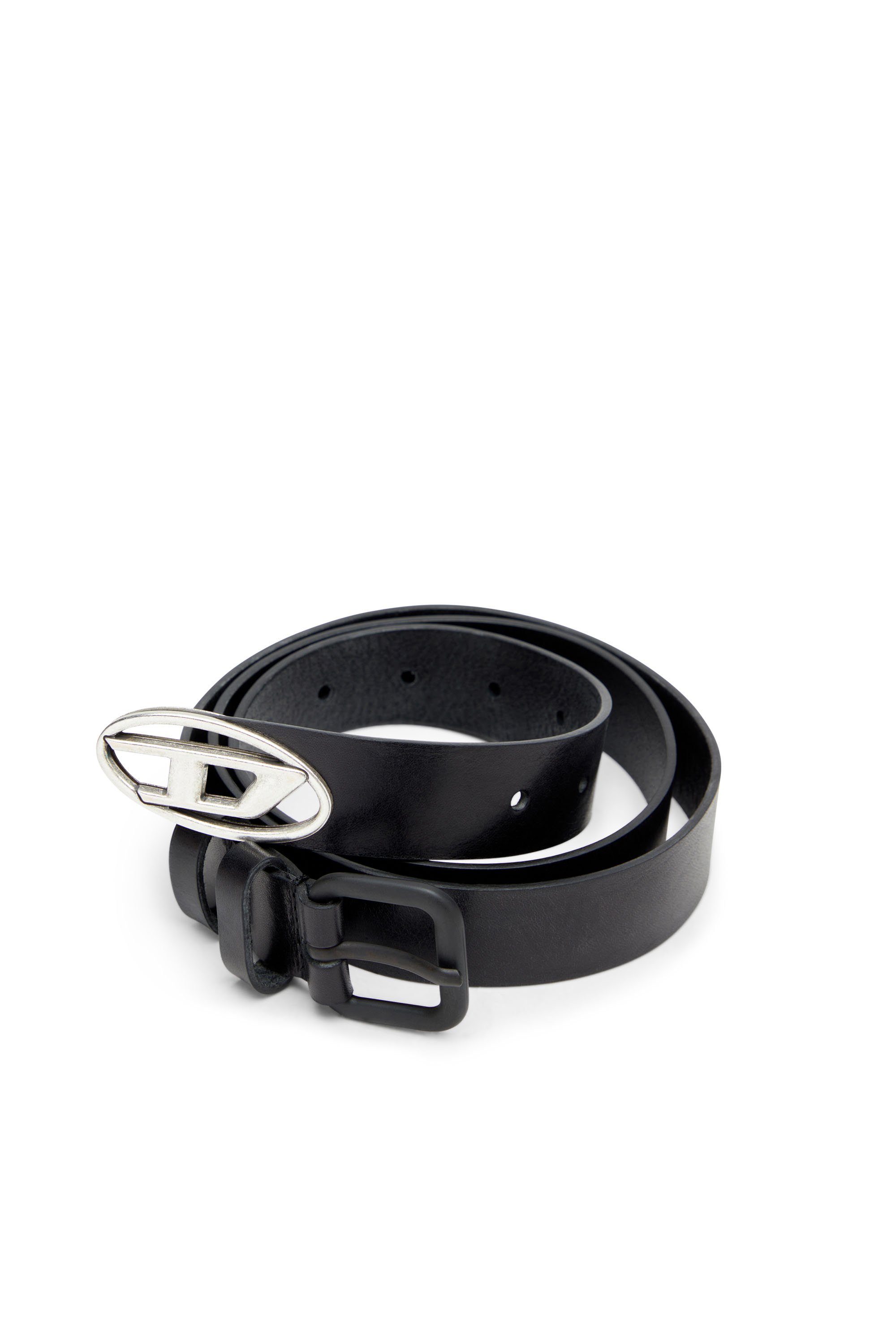 Diesel - B-INLAY, Cinturón de cuero con logotipo oval D Unisex in Negro - 3
