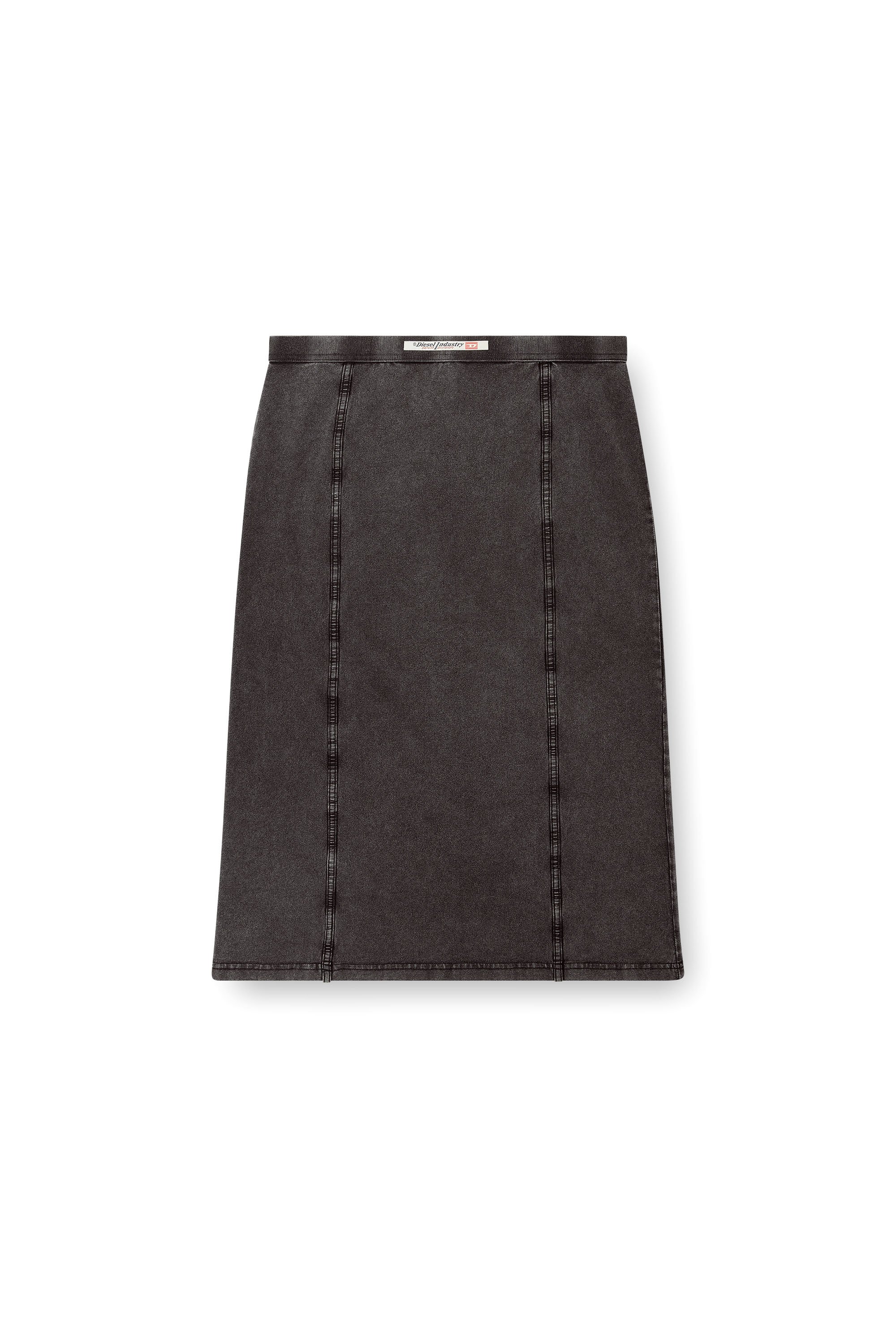 Diesel - O-ALLEGRA, Falda midi con efecto denim Mujer in Negro - 3