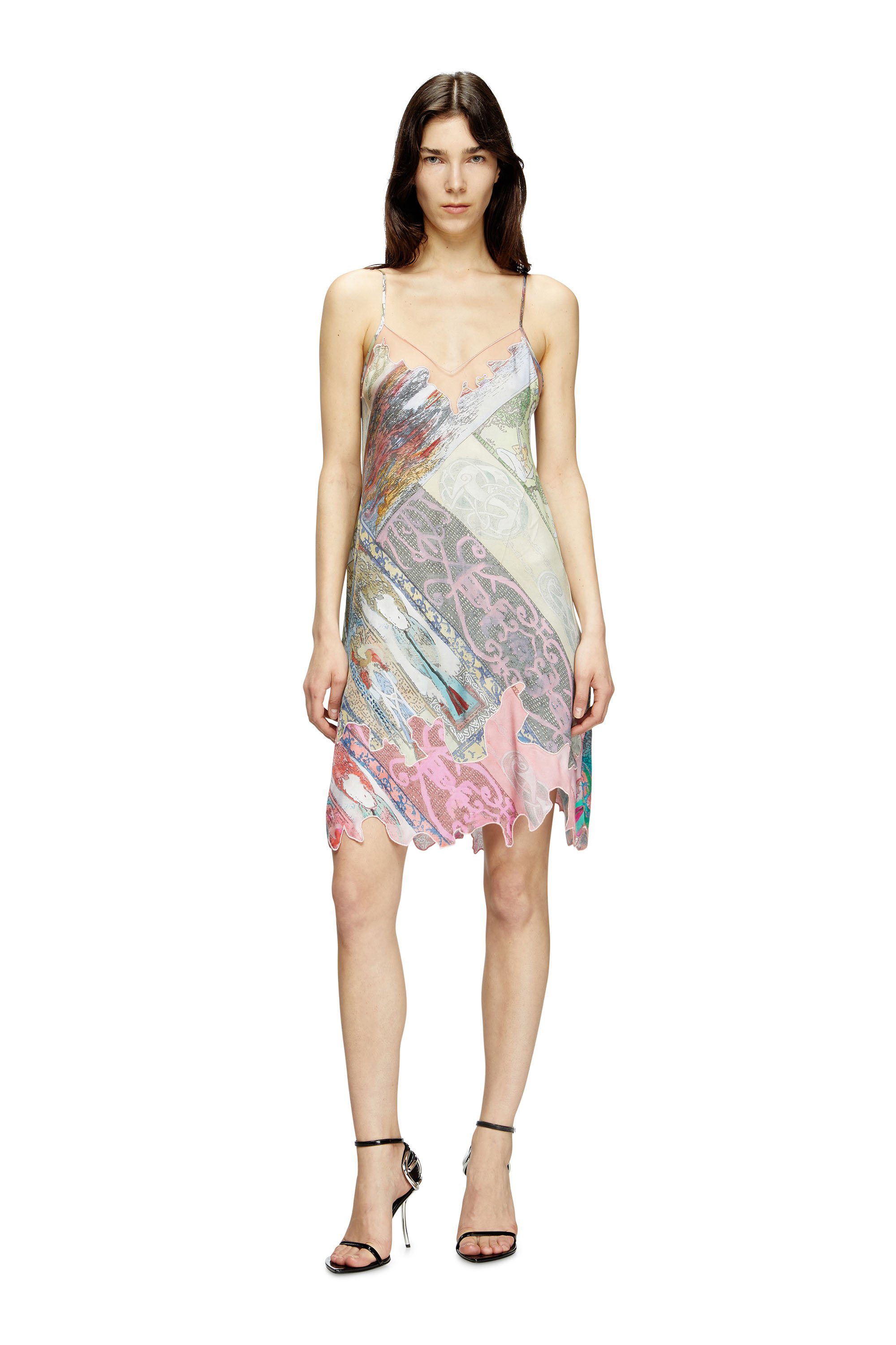 Diesel - D-ARIA, Vestido lencero de viscosa con estampado heráldico Mujer in Multicolor - 2