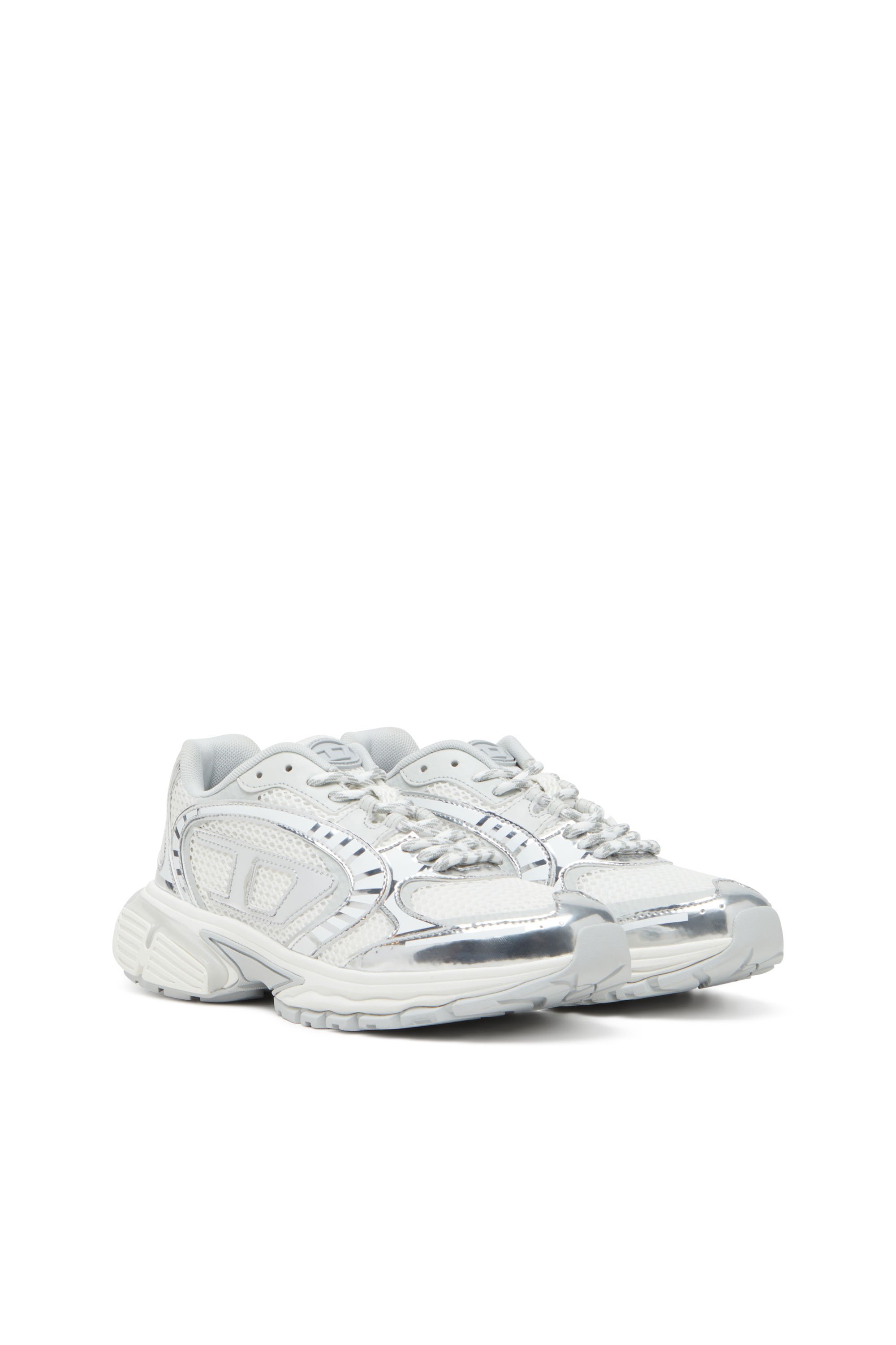 Diesel - S-PRO-V-DENSE LOW W, S-Pro-V-Dense-Deportivas de malla metálica con logotipo Oval D Mujer in Blanco - 4