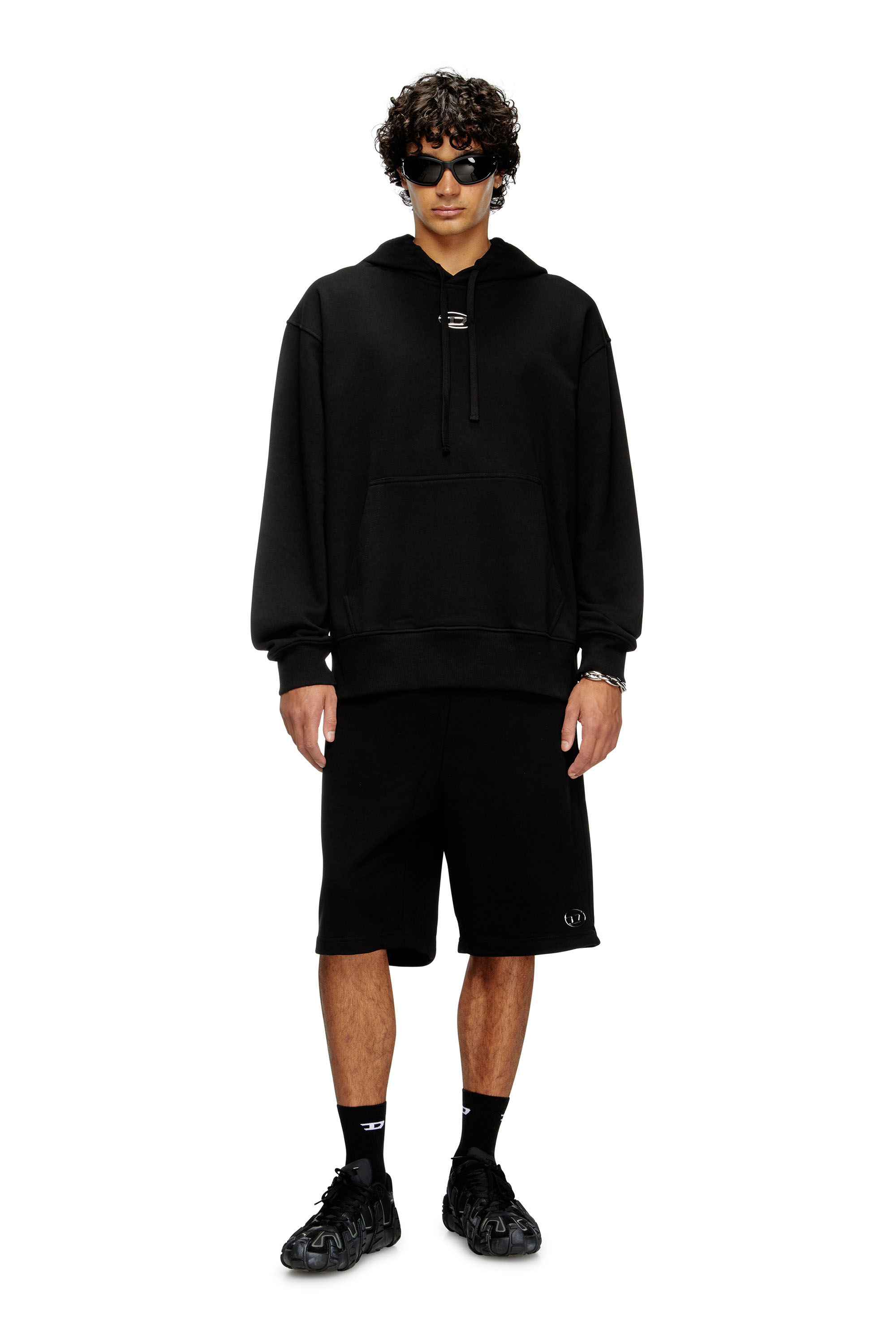 Diesel - S-MACS-HOOD-OD, Man's Hoodie with metallic logo in Black - 2