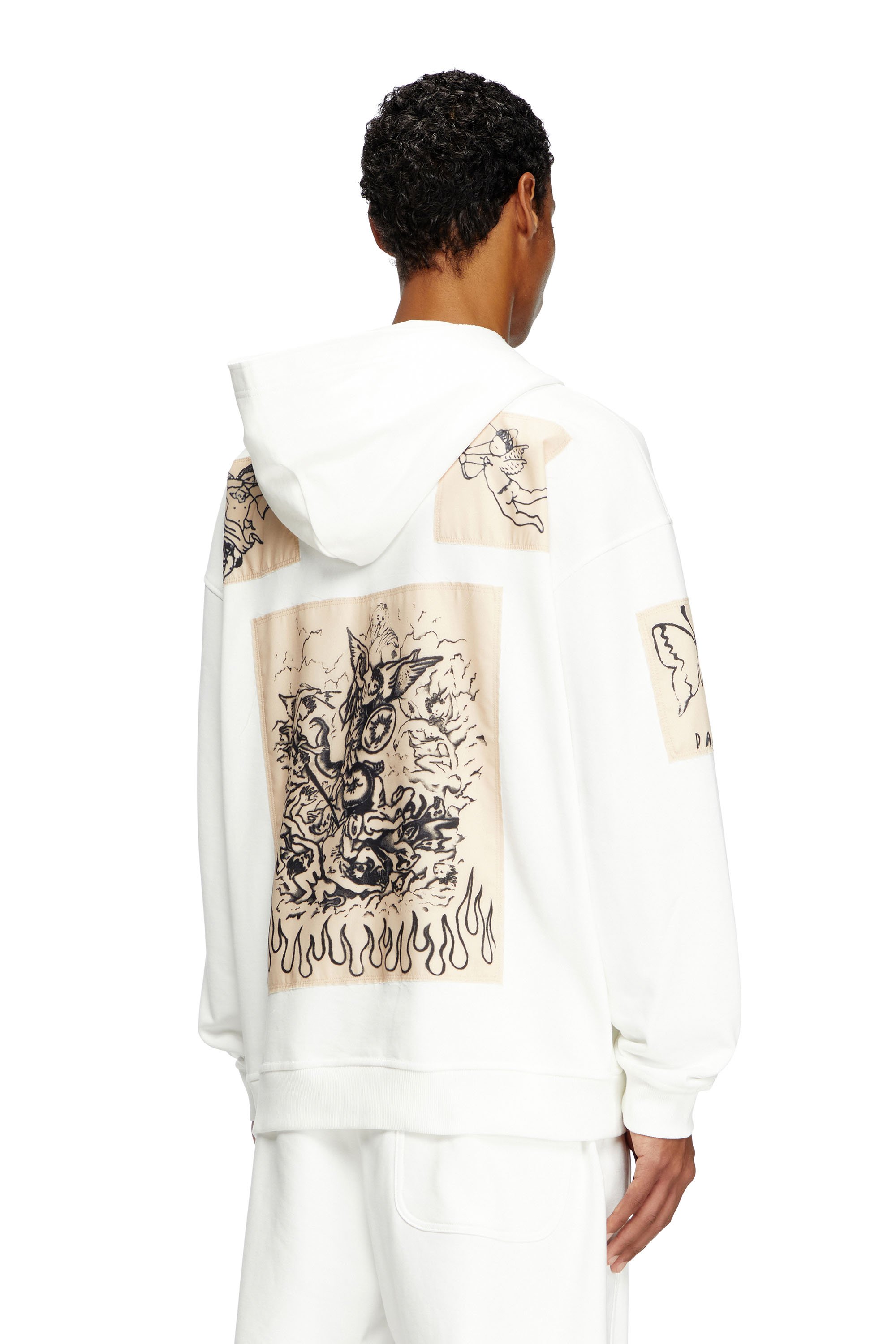Diesel - S-BOXT-HOOD-DD, Sudadera con capucha y parches de tatuaje Unisex in Blanco - 3