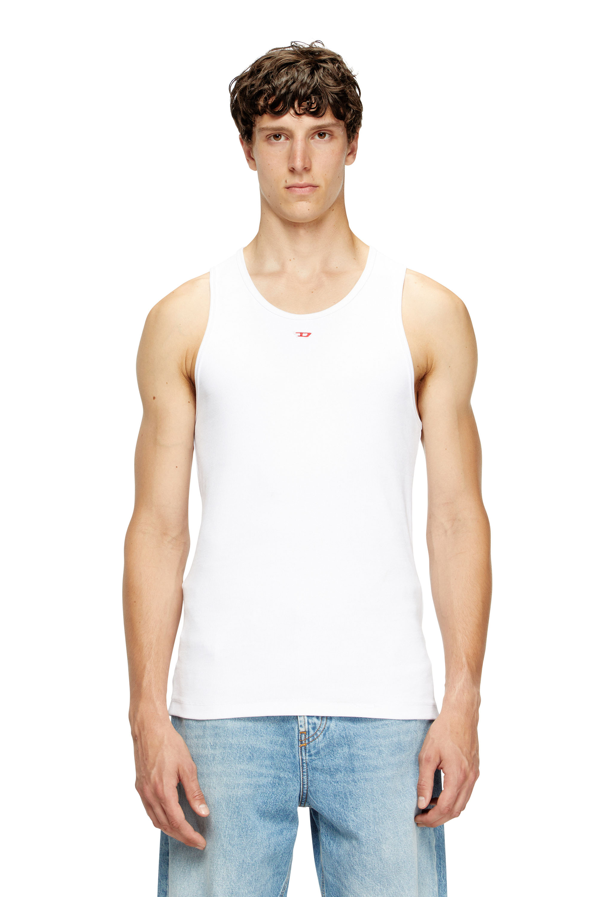 Diesel - T-LIFTY-D, Camiseta sin mangas con mini parche con el logotipo D Hombre in Blanco - 1
