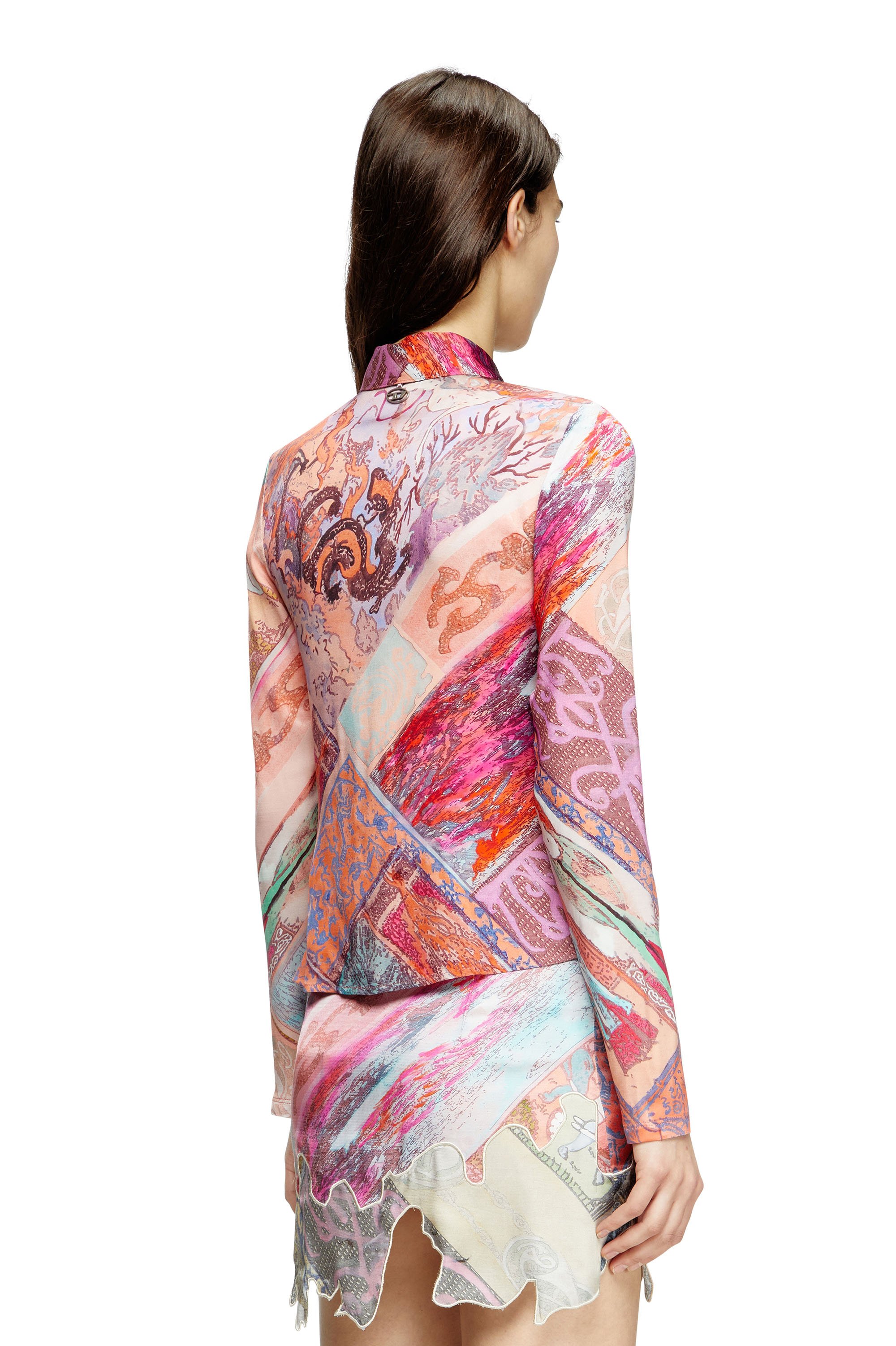 Diesel - C-AMELIA, Woman's Stretch-viscose shirt with Heraldic print in Pink - 3