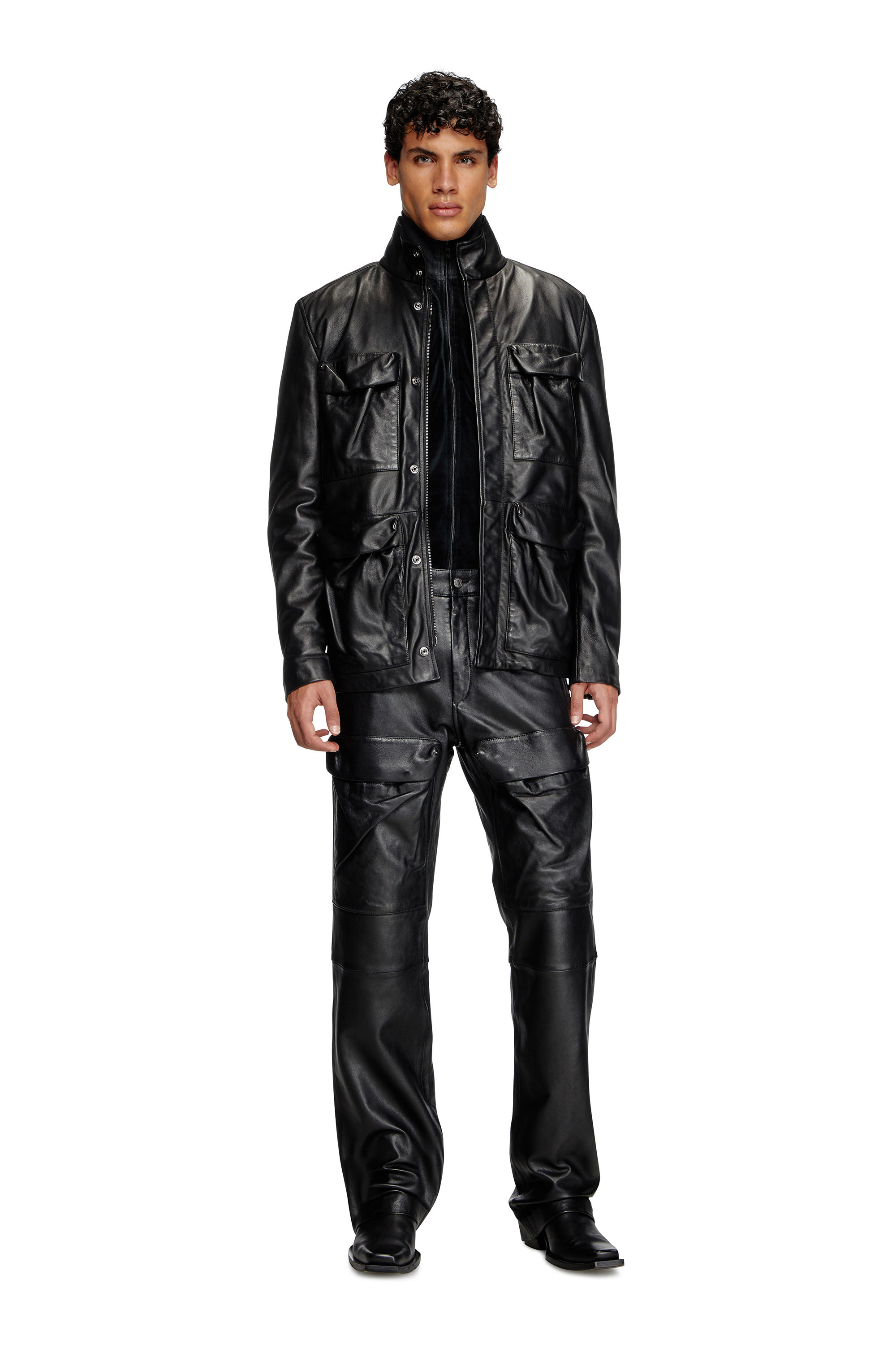Diesel - P-GAST, Pantalones de cuero con bolsillos utility Hombre in Negro - 4