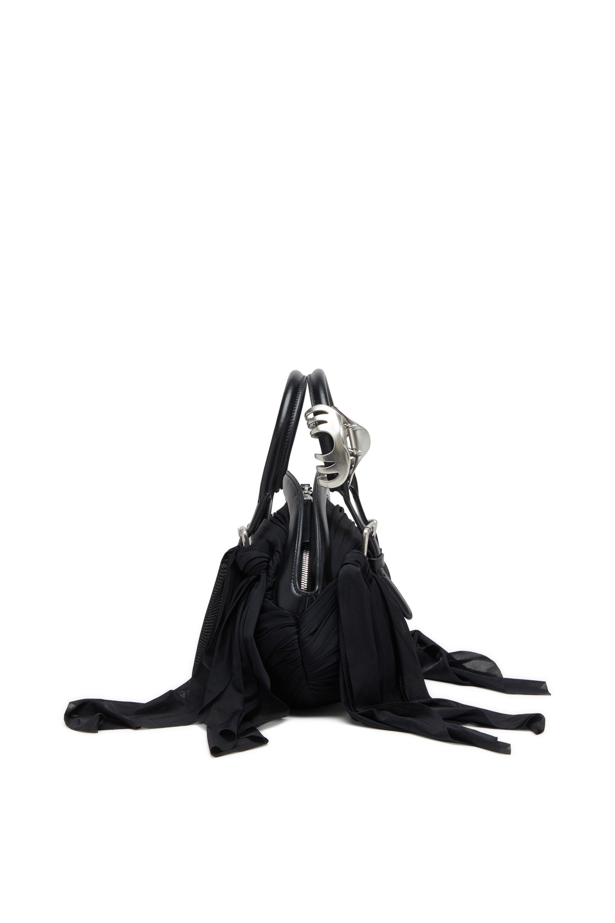 Diesel - TRASH-D TOP HANDLE, Woman's Trash-D-Bandana handbag in jersey and leather in Black - 4