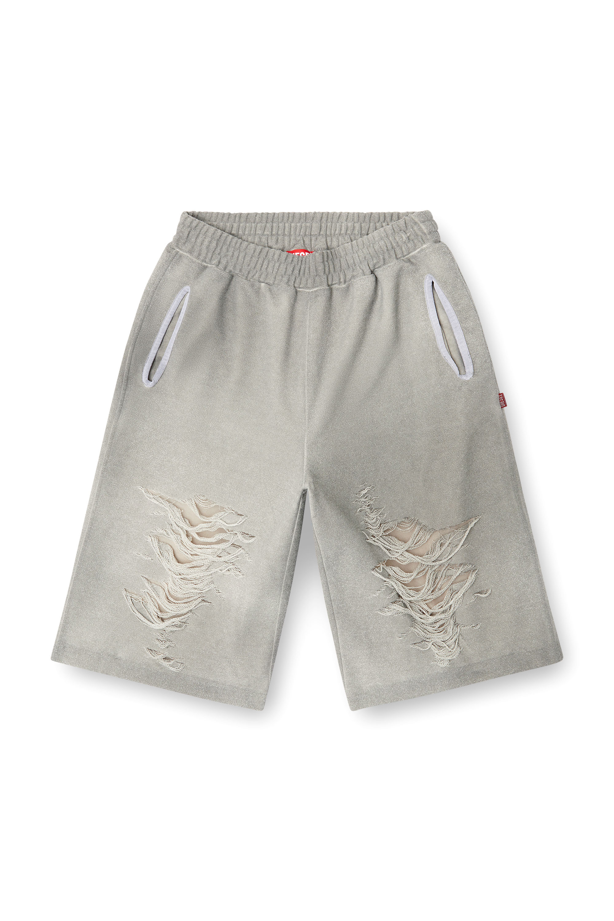 Diesel - P-PERC-SHORT, Man's Shorts with distressed knees in Grey - 4