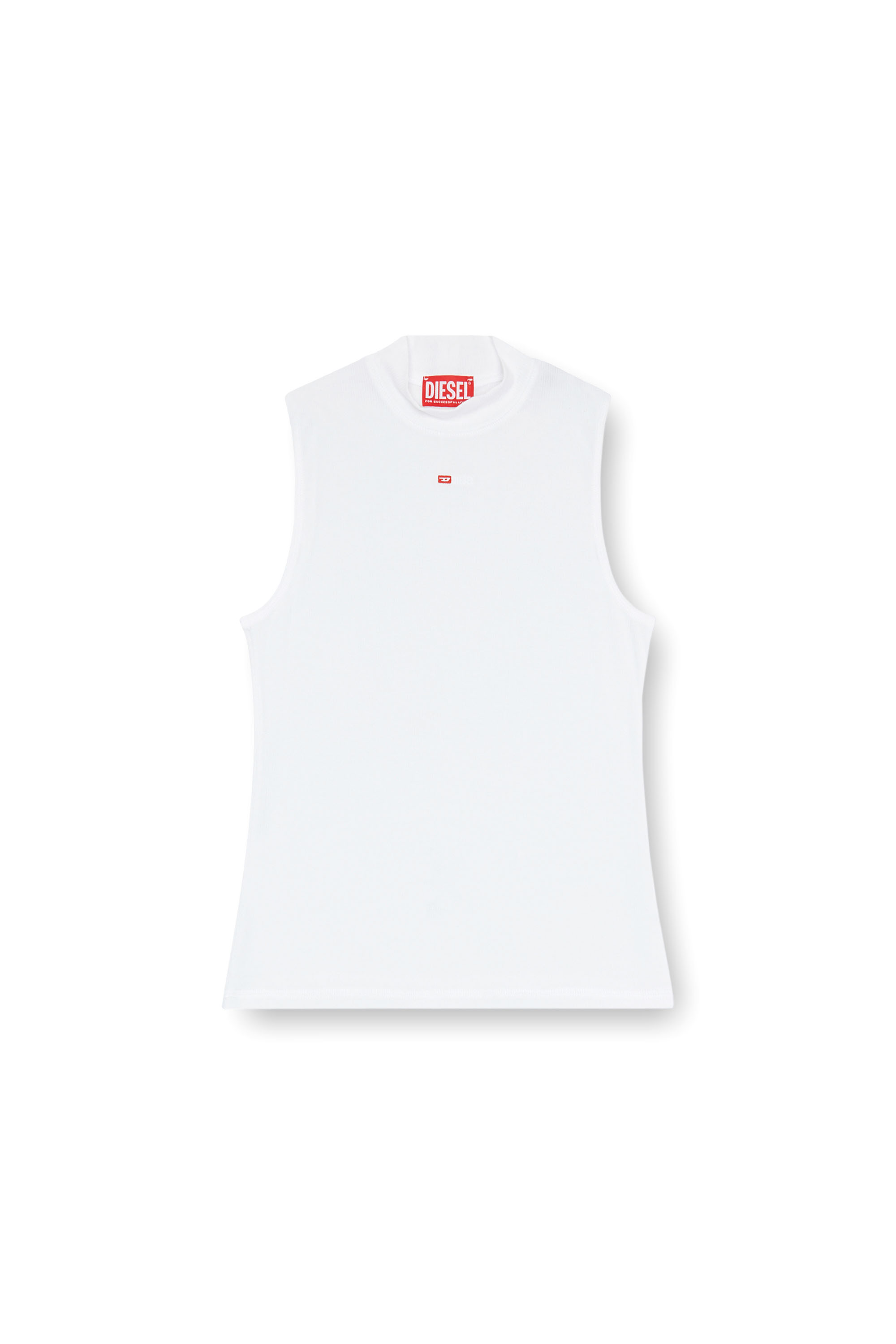 Diesel - T-MOKKY-SL-MICRODIV, Camiseta con tirantes de canalé con medio cuello alto Mujer in Blanco - 4