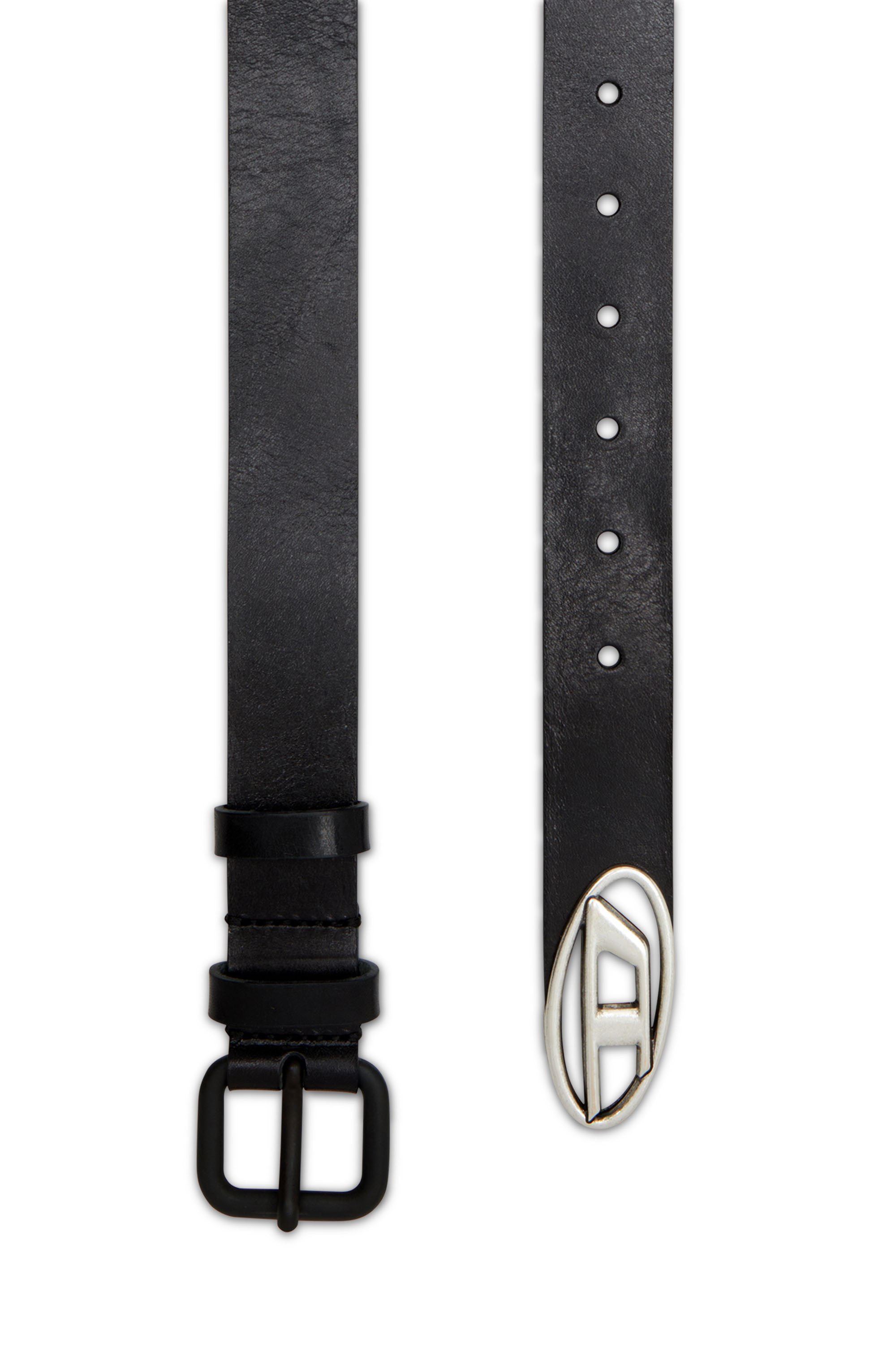 Diesel - B-INLAY, Cinturón de cuero con logotipo oval D Unisex in Negro - 2