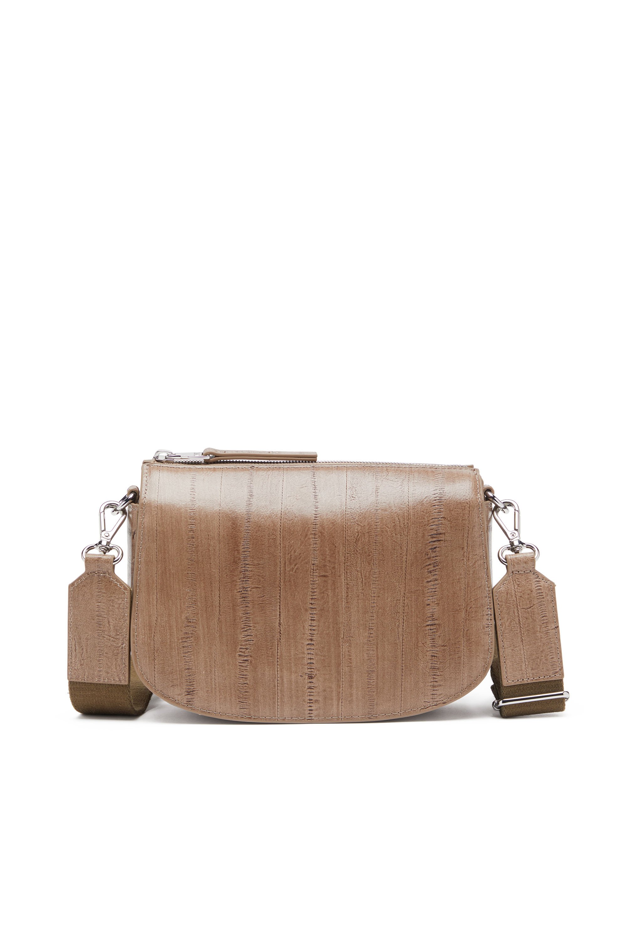 Diesel - 1DR CAMERA BAG, 1DR-Bolso tipo cámara de cuero con efecto anguila Unisex in Marrón - 2