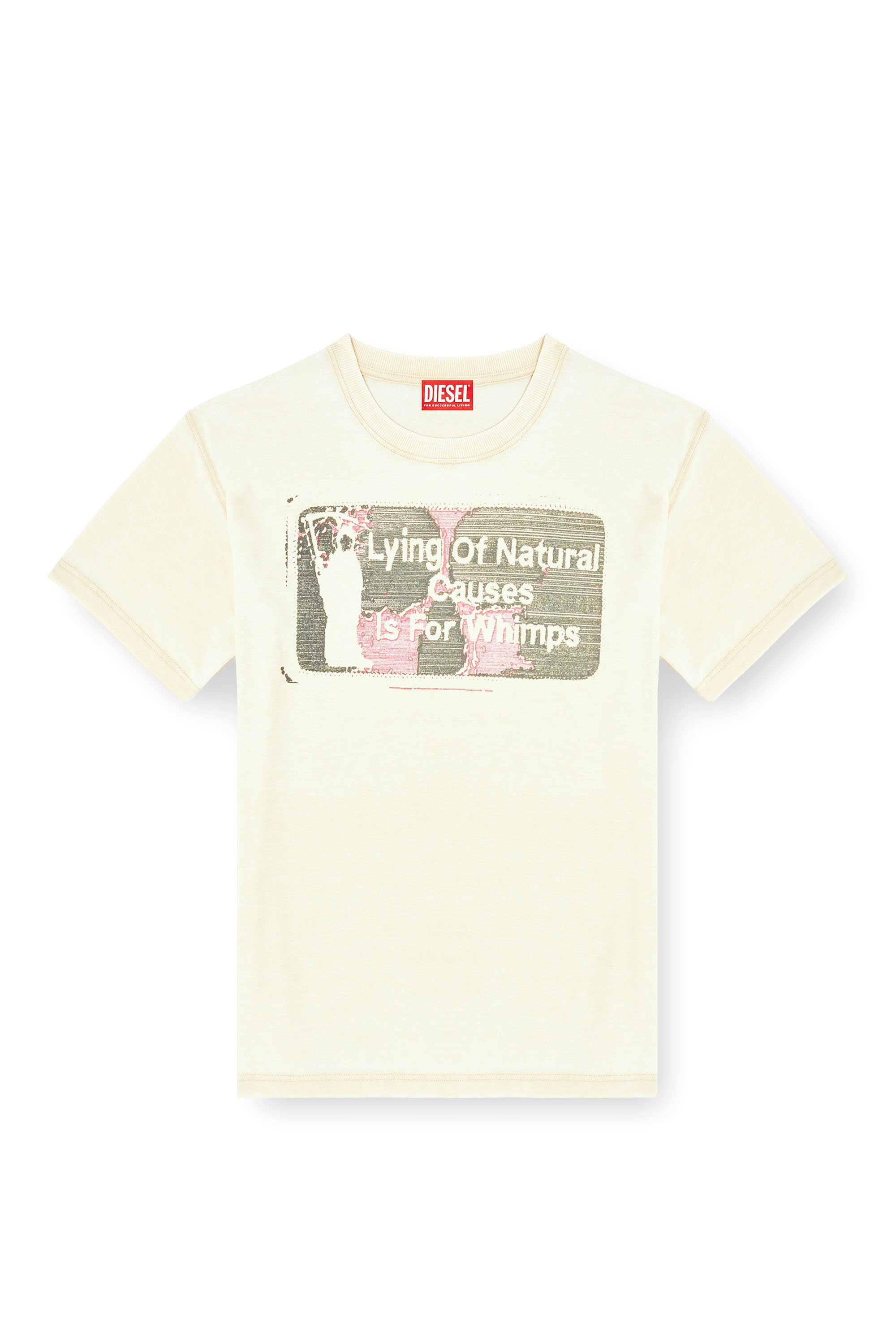 Diesel - T-NORM-T2, Man's Slogan T-shirt with burnout wash in Beige - 4