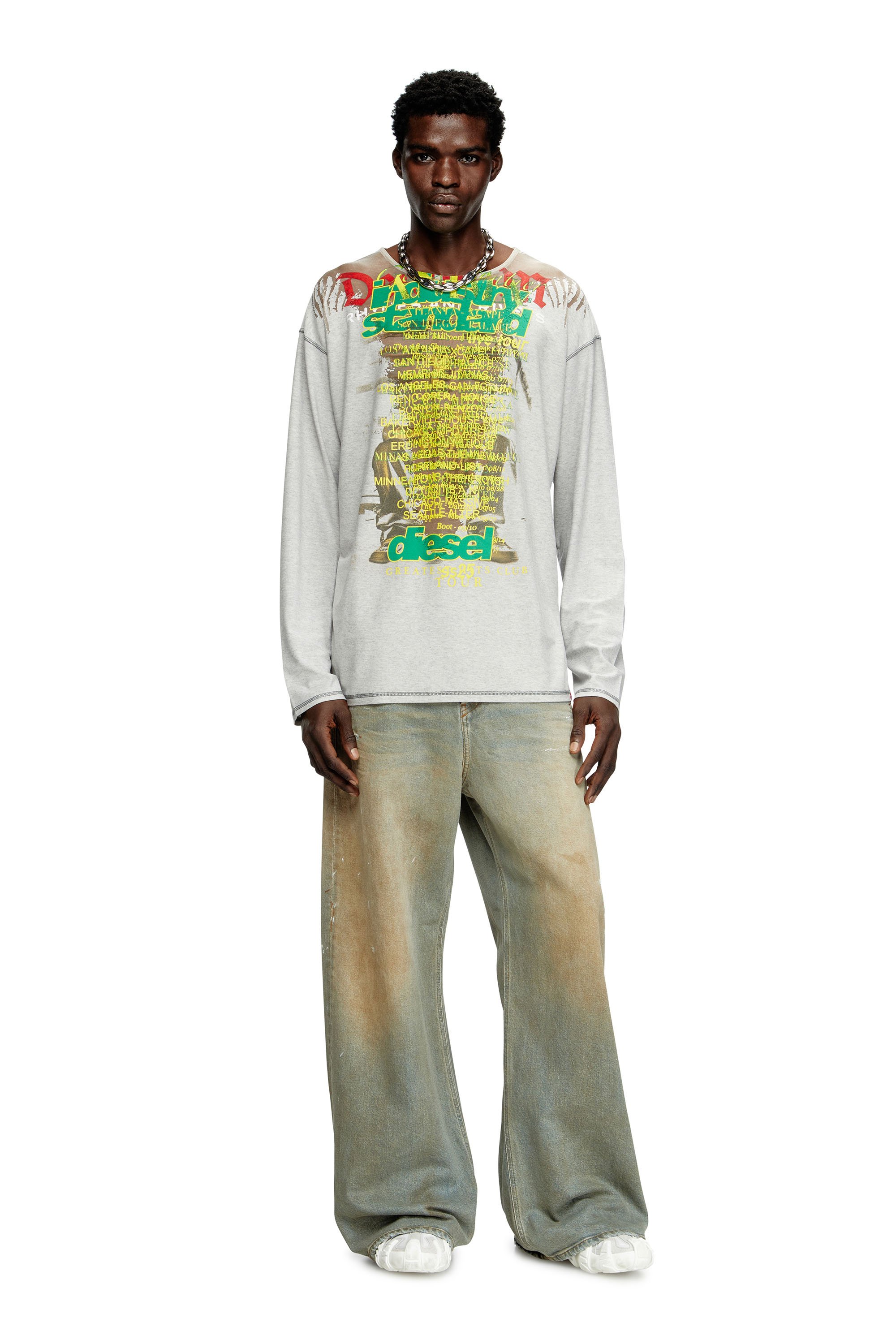 Diesel - T-JERRY-B, Camiseta de manga larga con estampado de letras de canciones Unisex in Gris - 2