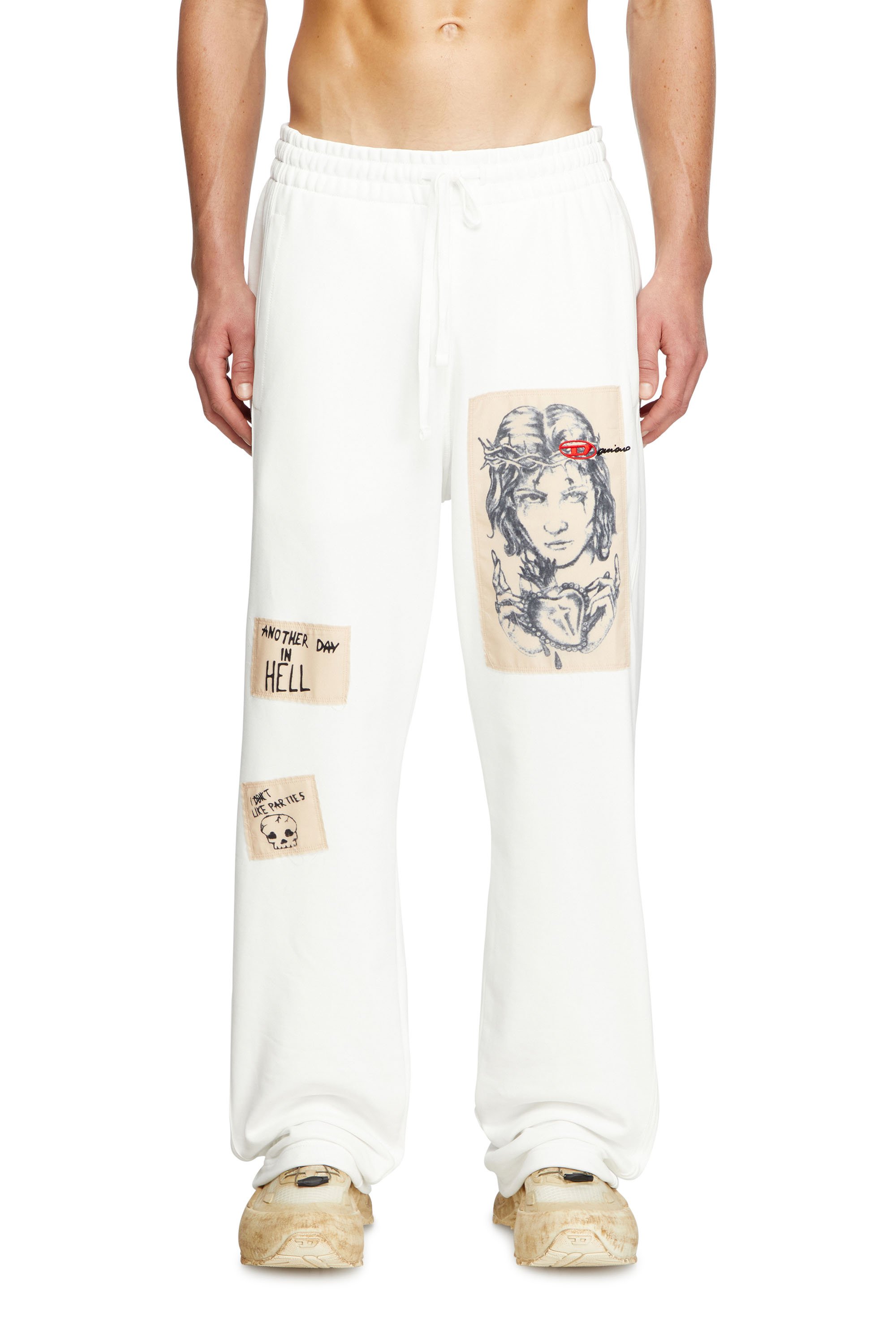 Diesel - P-MARTYANS-DD, Pantalones deportivos con parches de tatuaje Unisex in Blanco - 2
