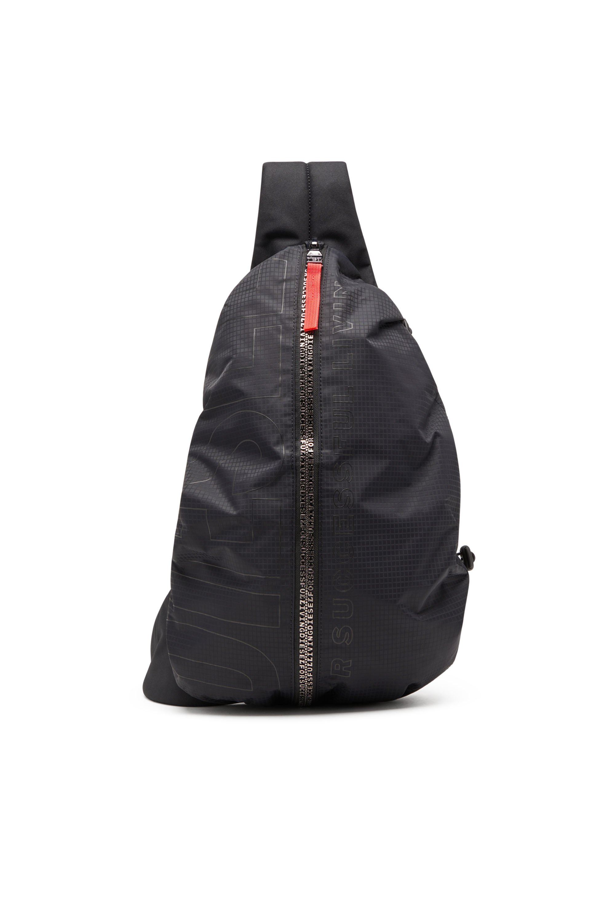 Diesel - ZIP-D SLING BAG X, Man's Zip-D-Sling backpack in check-jacquard shell in Black - 2